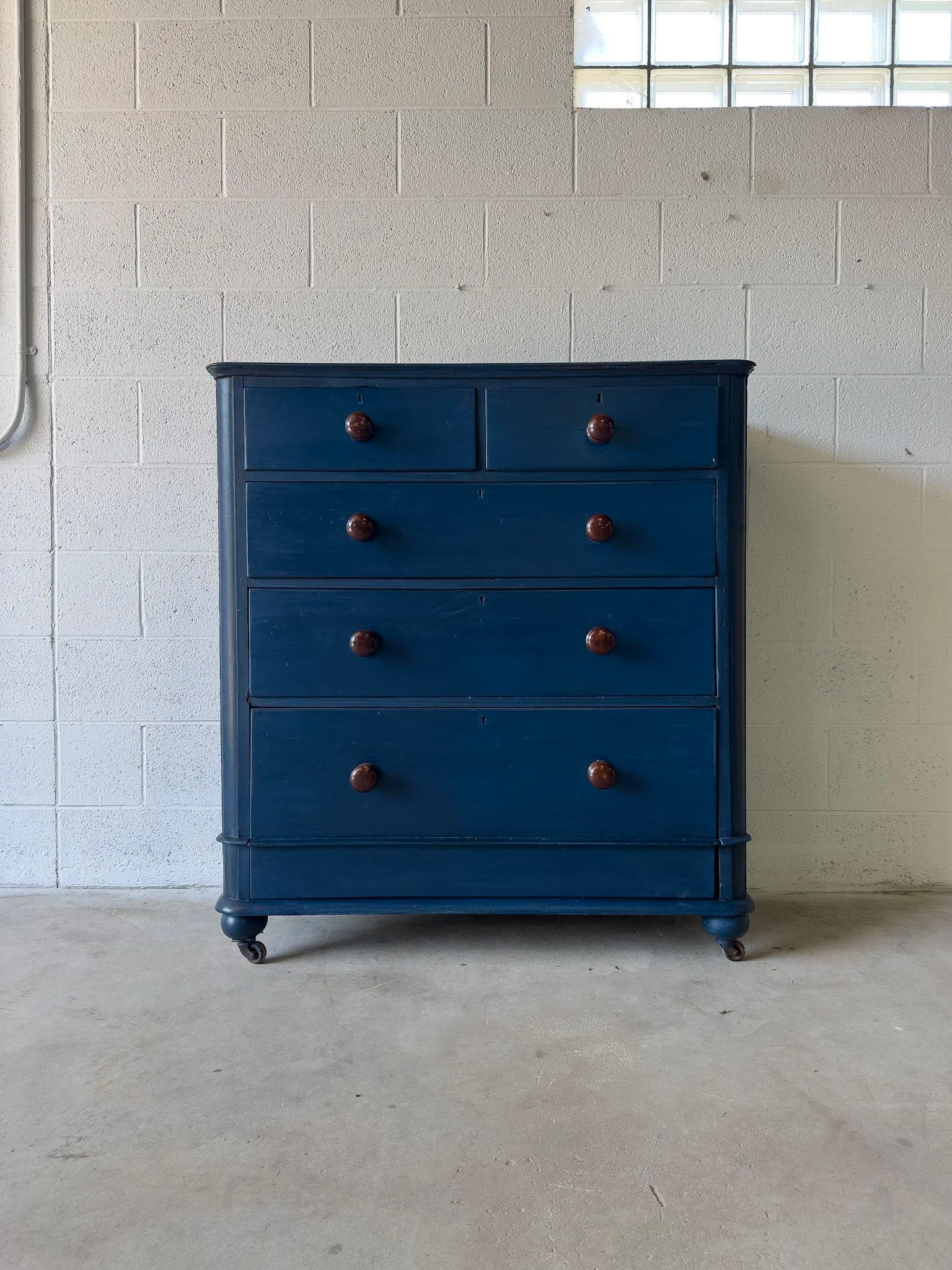 Painted blue antique pine drawers