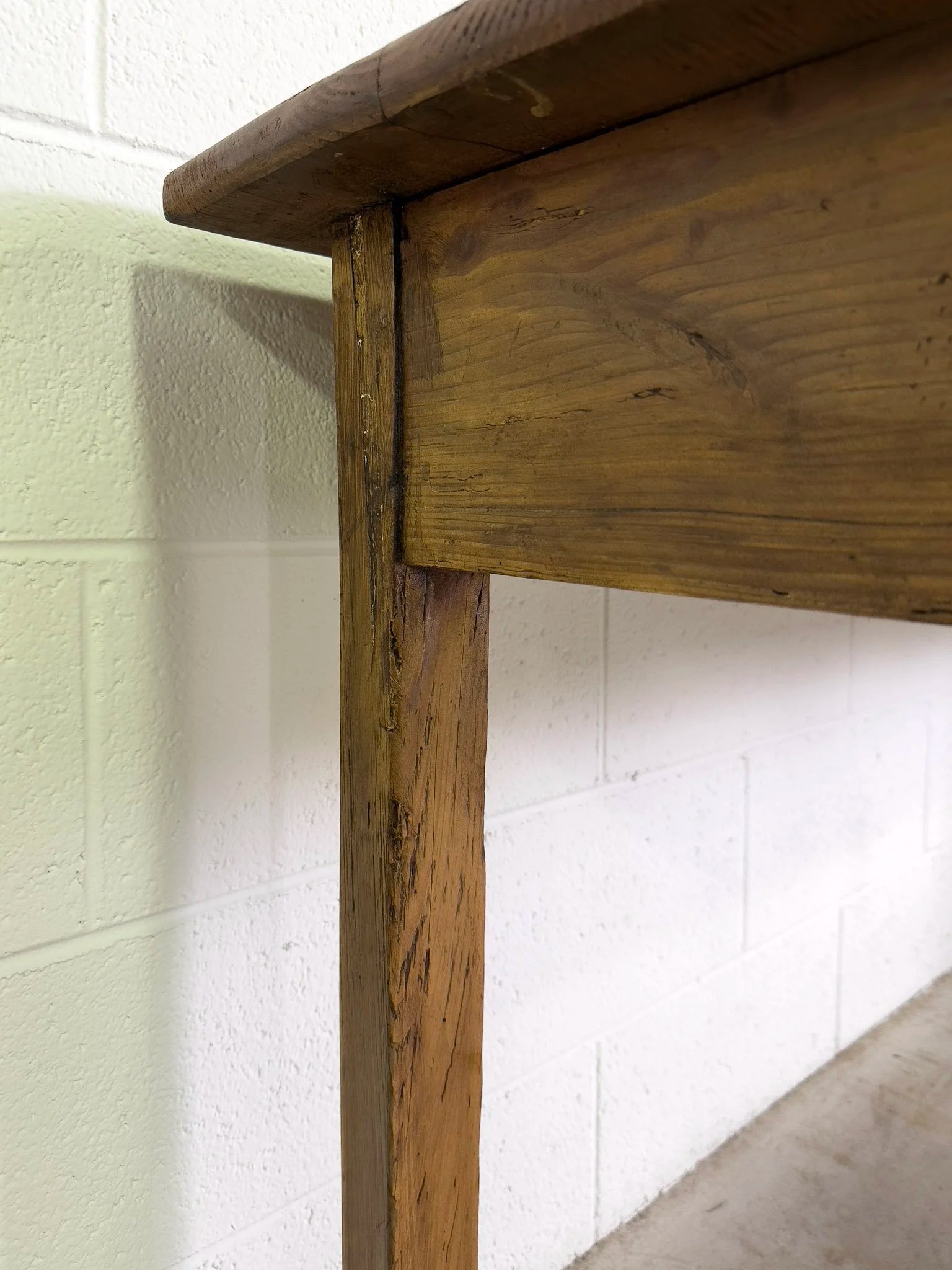 French Antique Farmhouse Table with Drawer