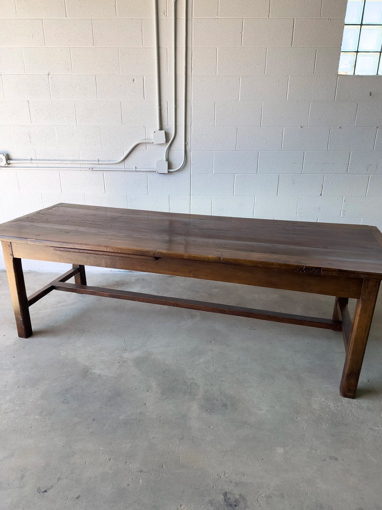 Antique Oak Dining Table with Slide-Out Board