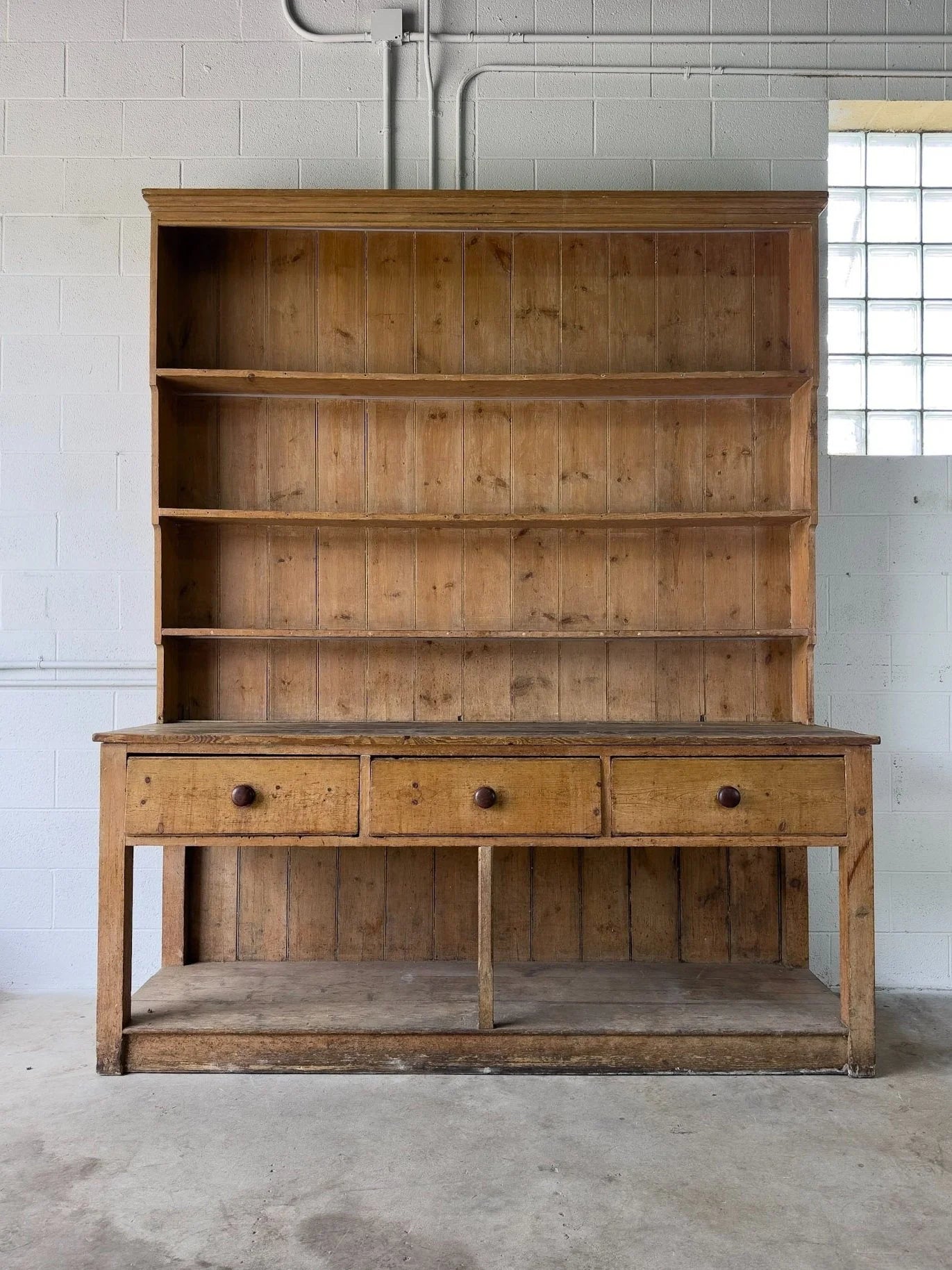 Monumental Victorian pine kitchen dresser