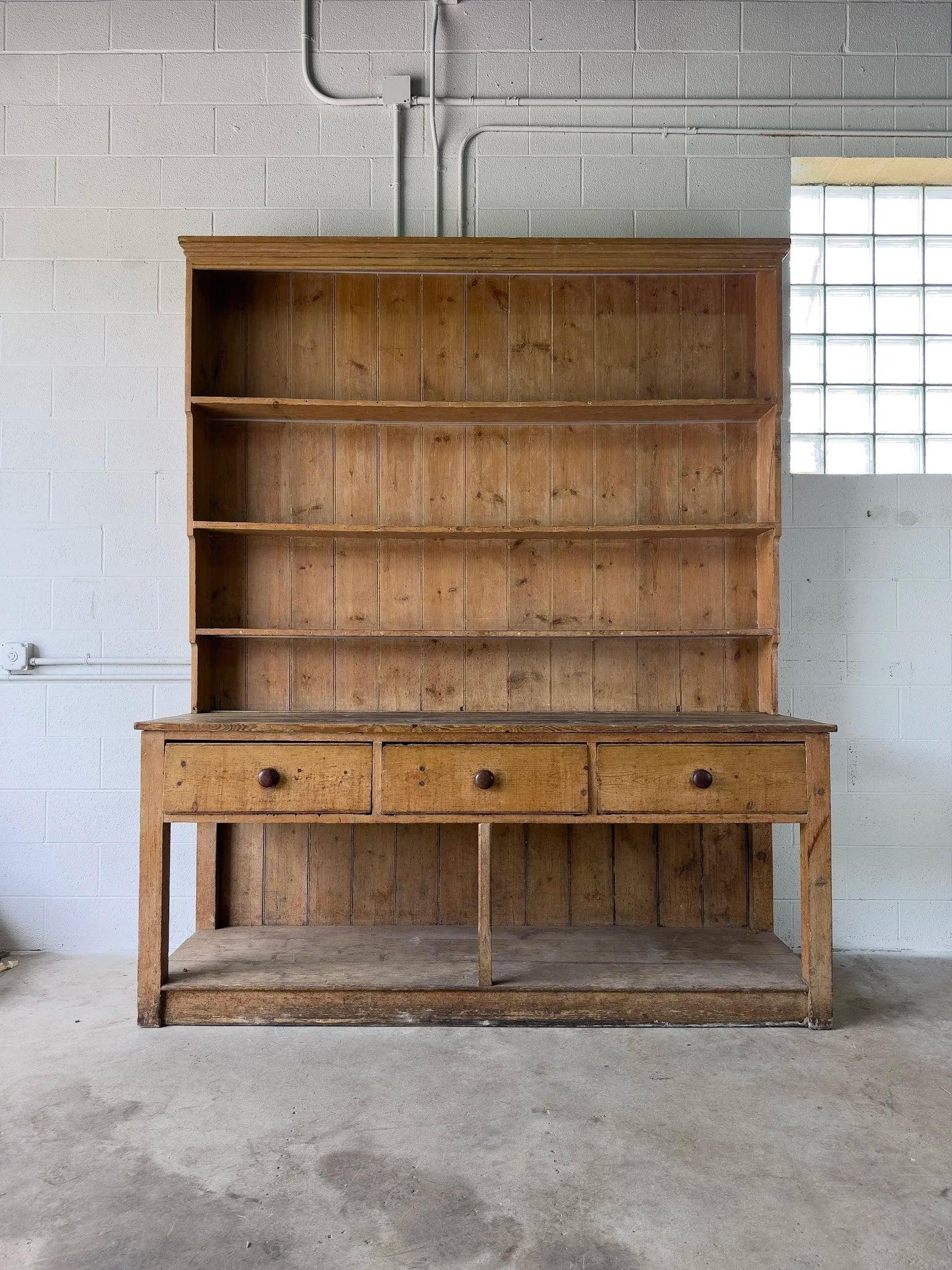 Monumental Victorian pine kitchen dresser