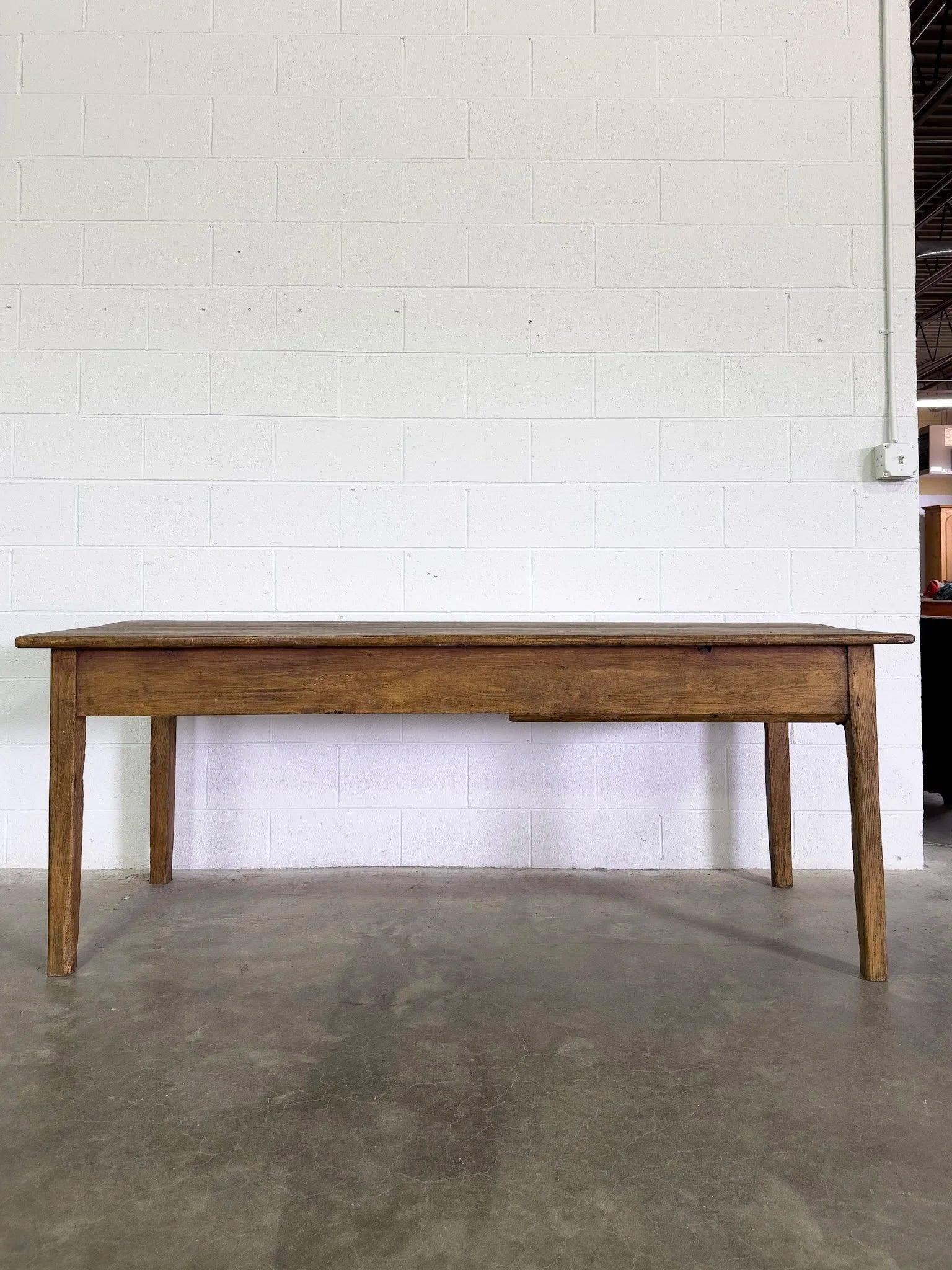 French Antique Farmhouse Table with Drawer
