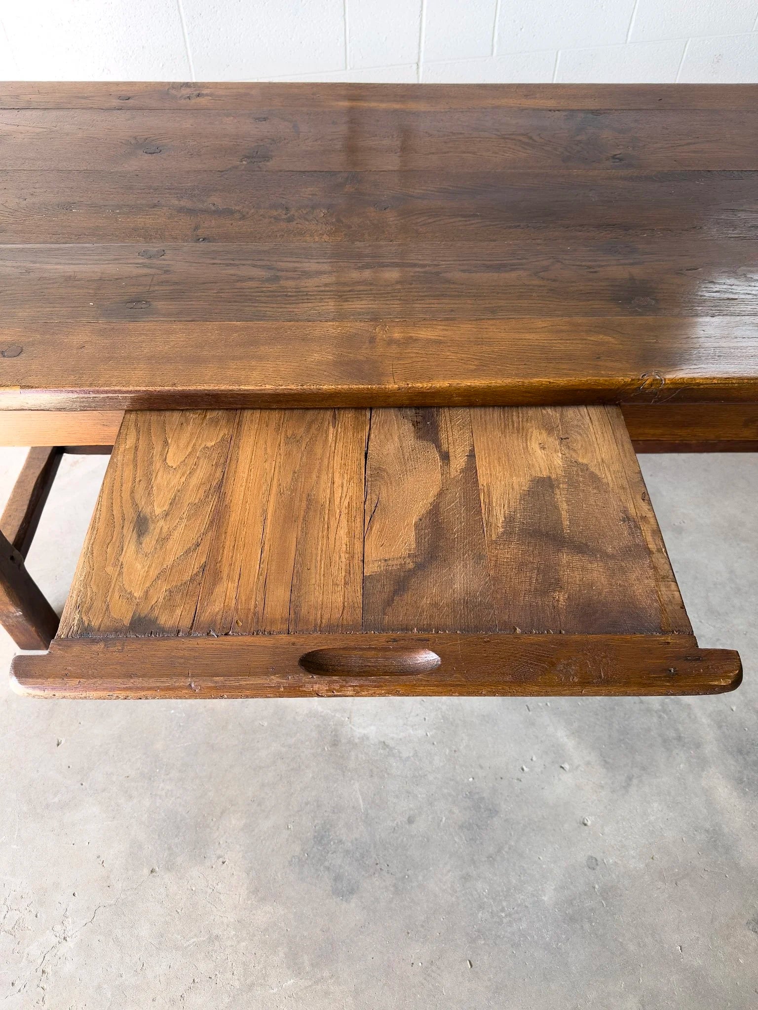 Antique Oak Dining Table with Slide-Out Board