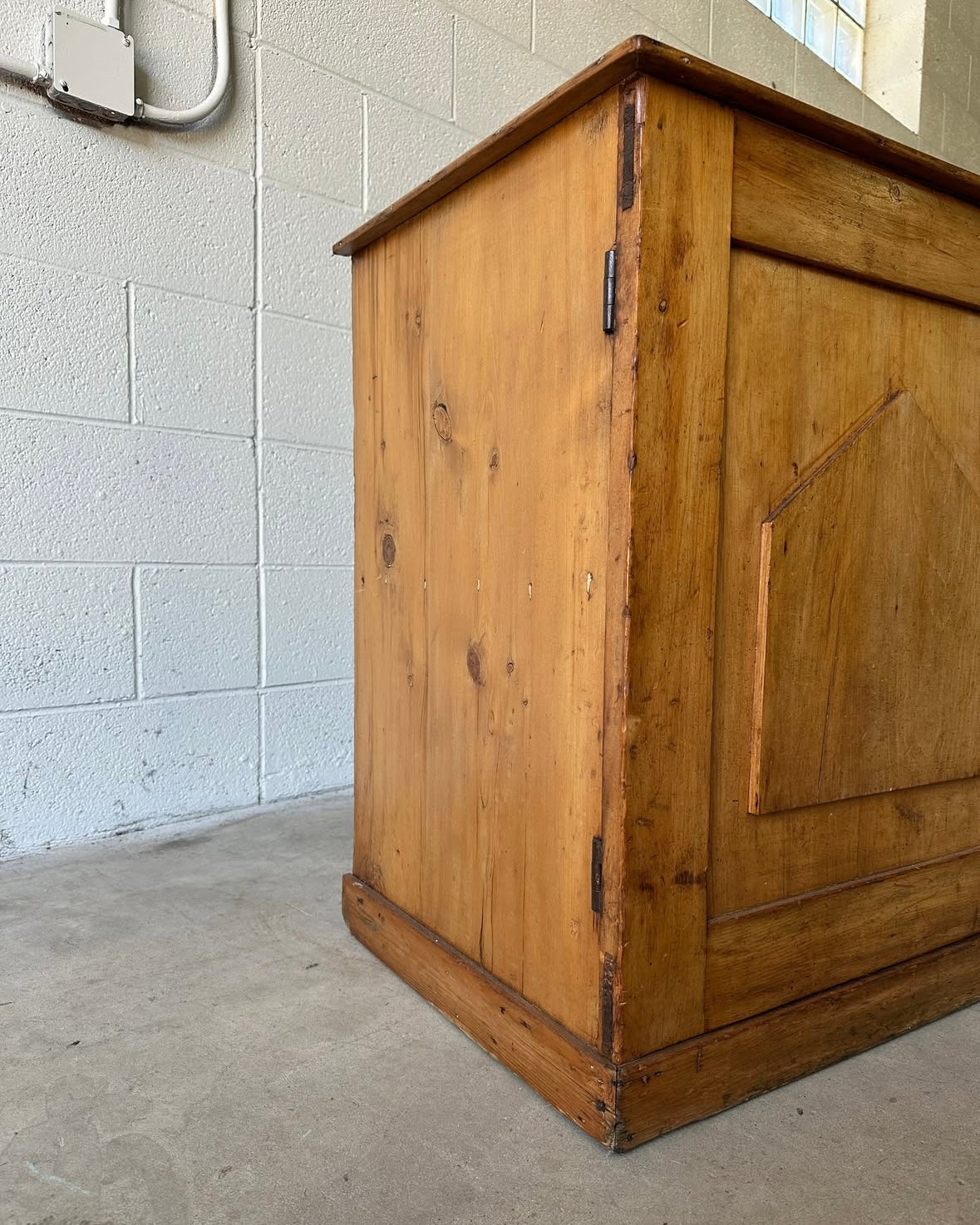 Small antique pine two-door cupboard or sideboard