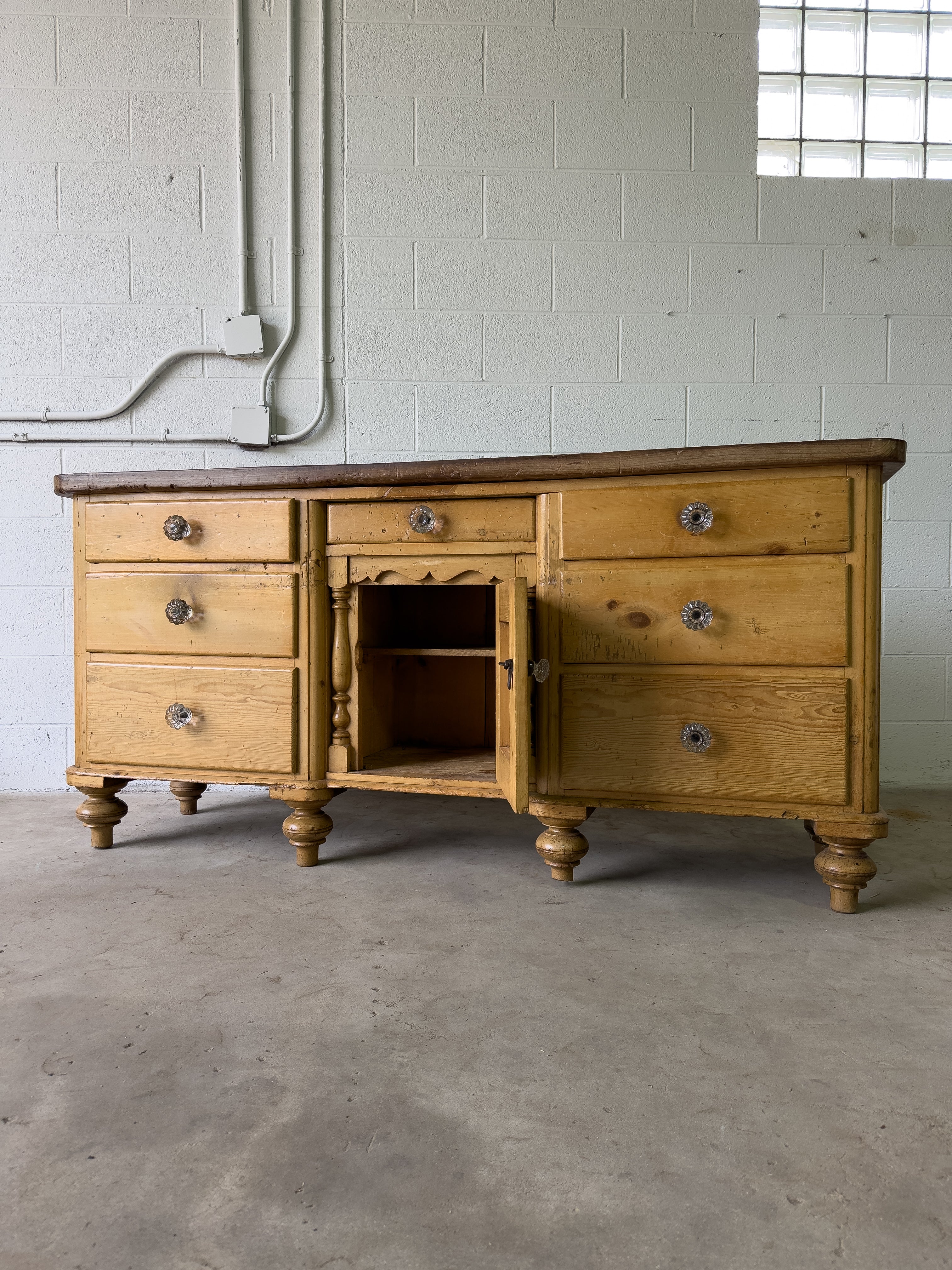 Antique English Pine Sideboard | 19th Century Farmhouse Server