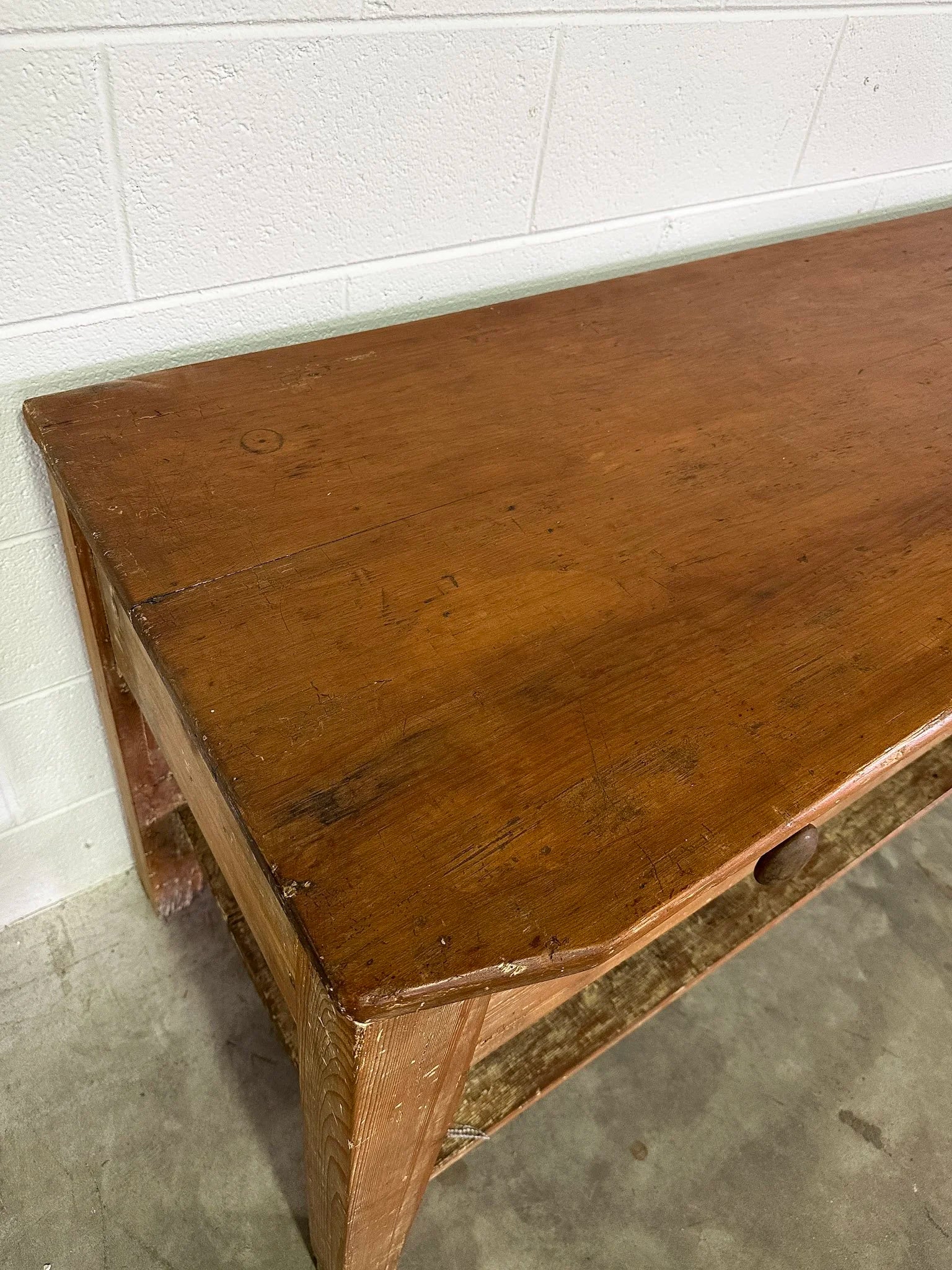 Antique Pine Console Table with Drawers