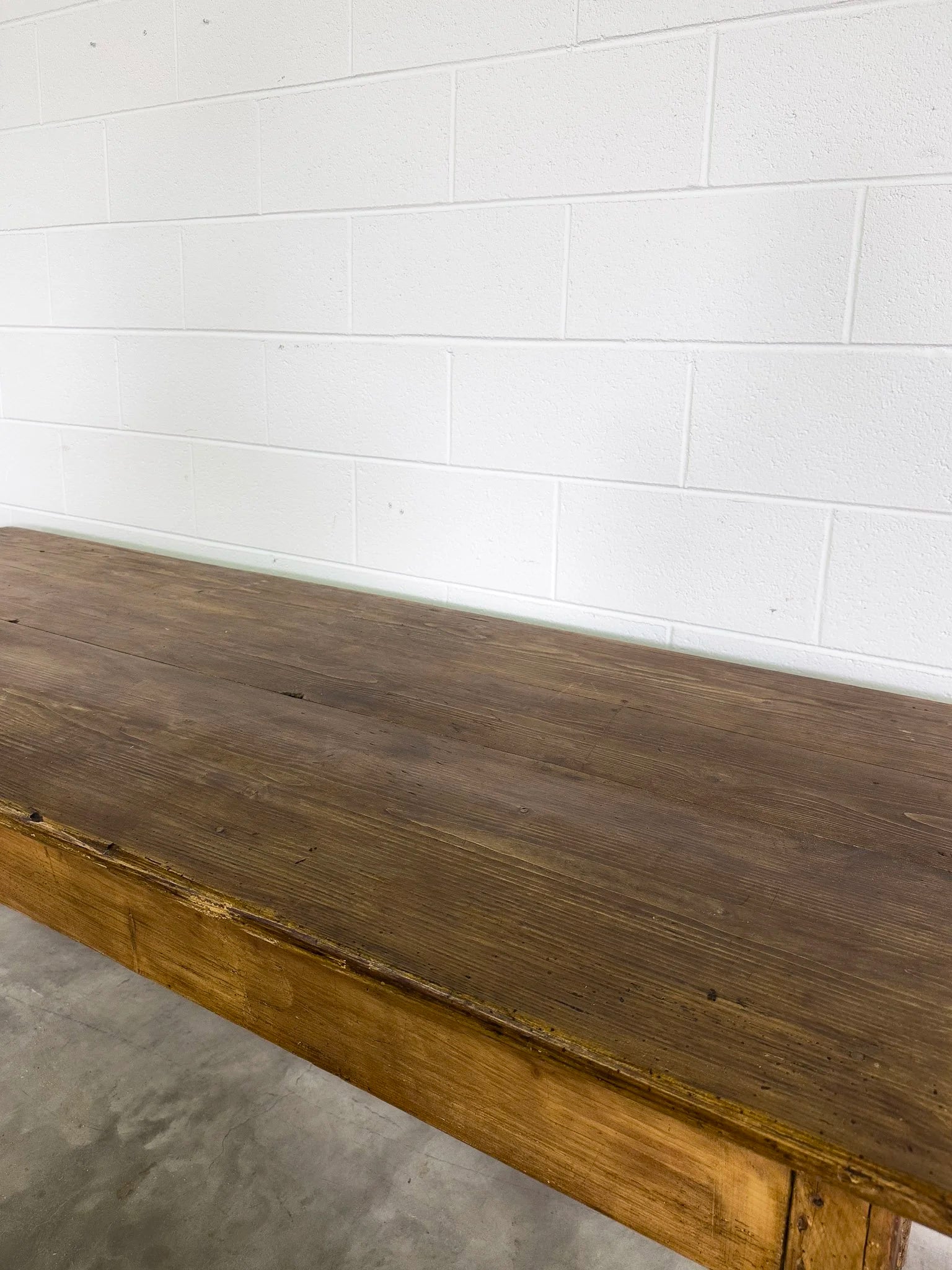 French Antique Farmhouse Table with Drawer