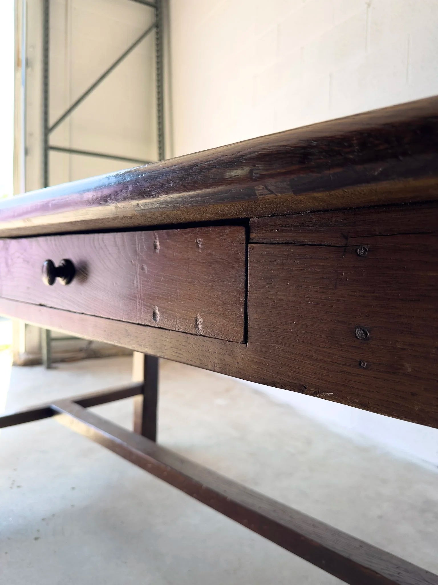 Antique Oak Dining Table with Slide-Out Board