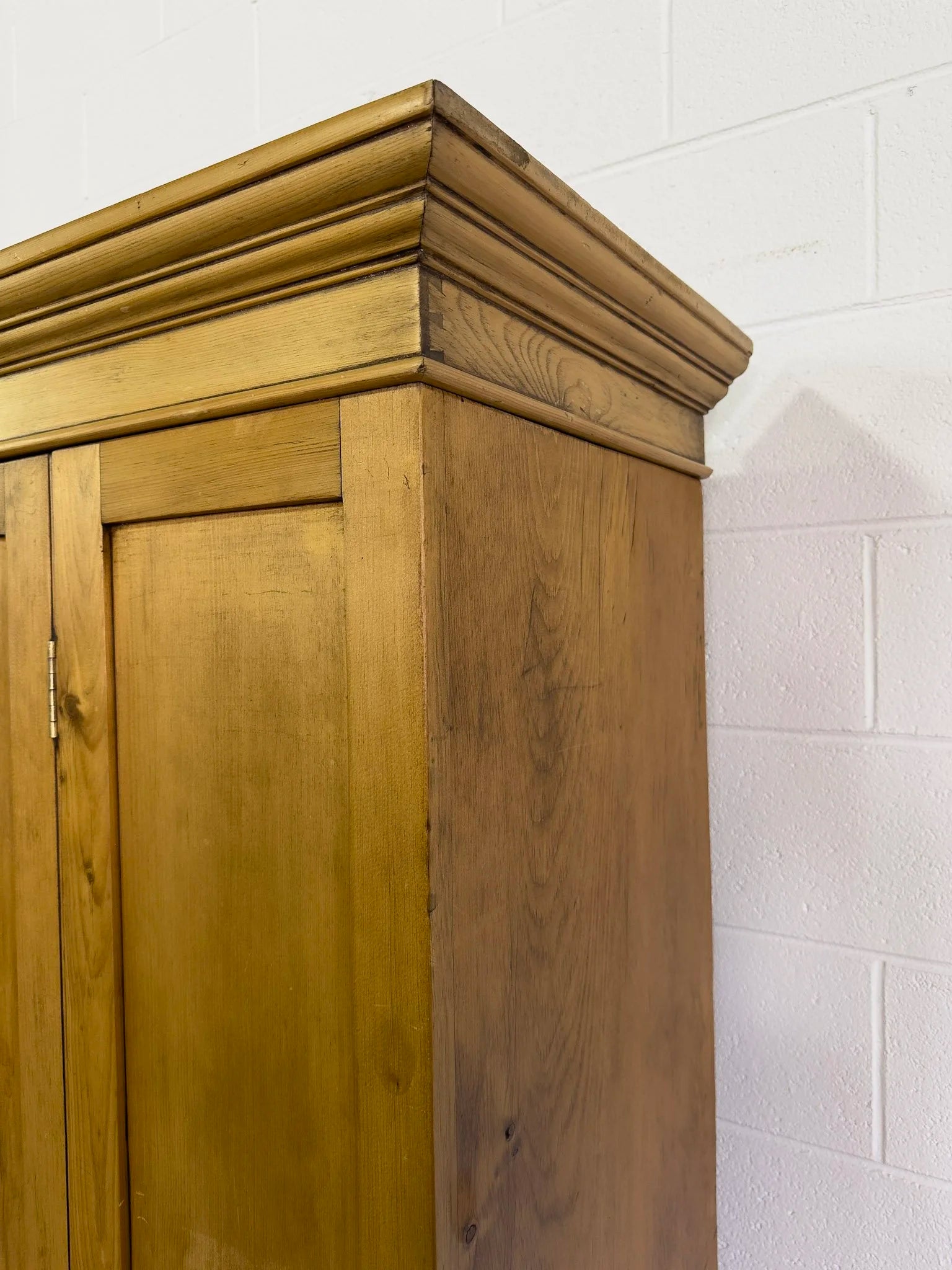 English Antique Pine Wardrobe with Drawer