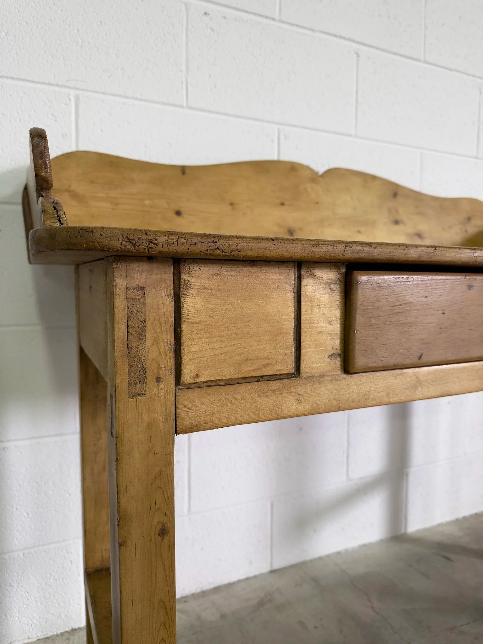 Antique Pine Table with Gallery Back