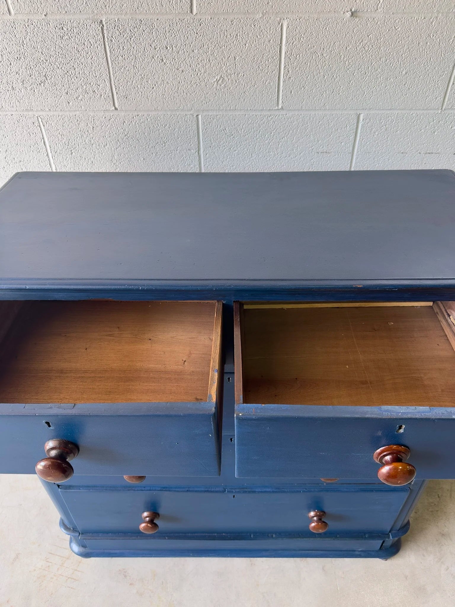 Painted blue antique pine drawers