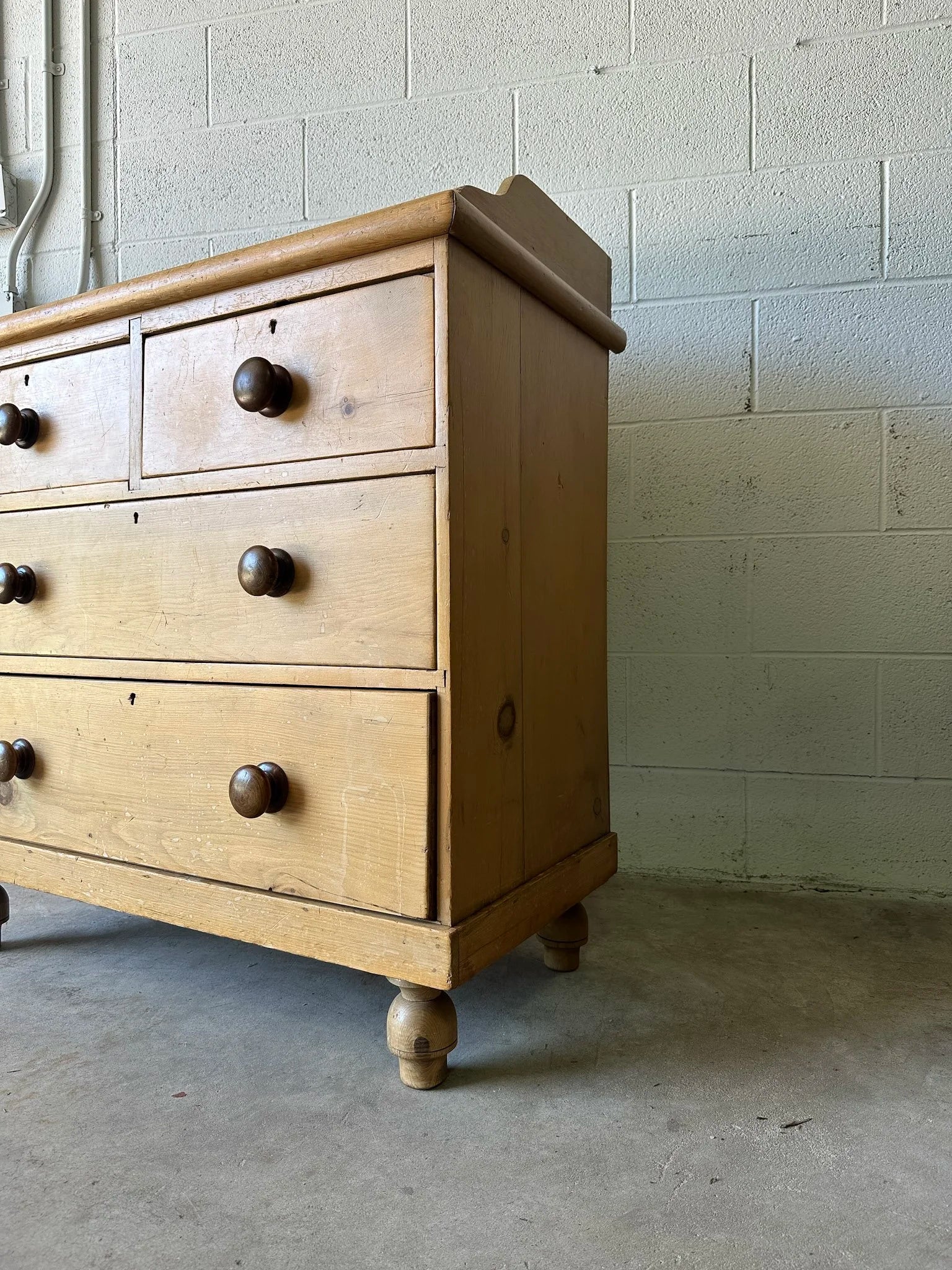 Antique pine drawers with gallery back