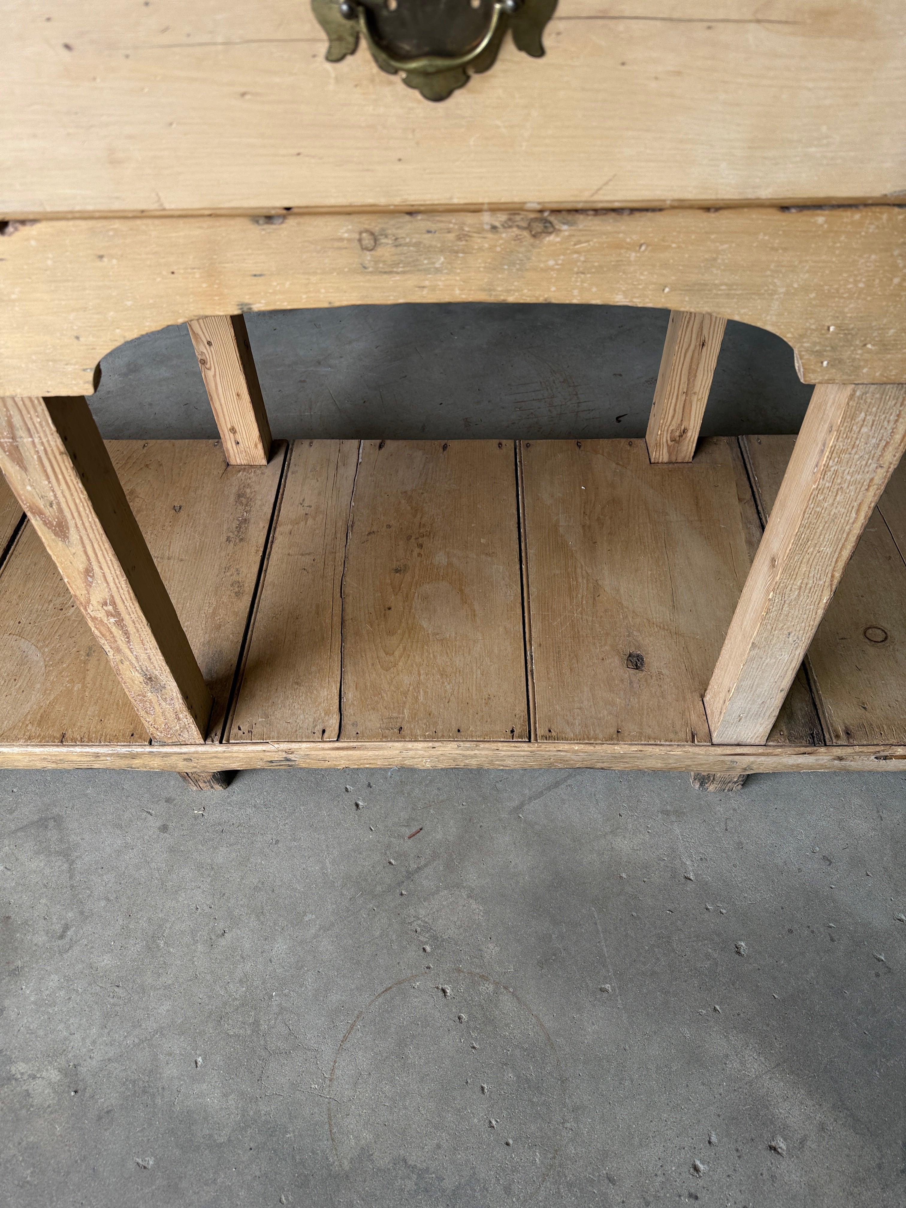 Antique Pine Potboard Kitchen Dresser Hutch – 10.7 ft English Country Cupboard with Drawers