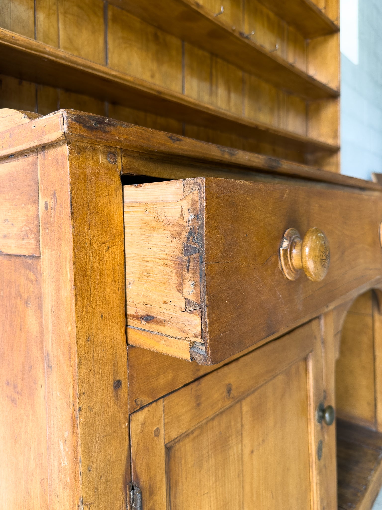Warm Antique English Pine Kitchen Dresser
