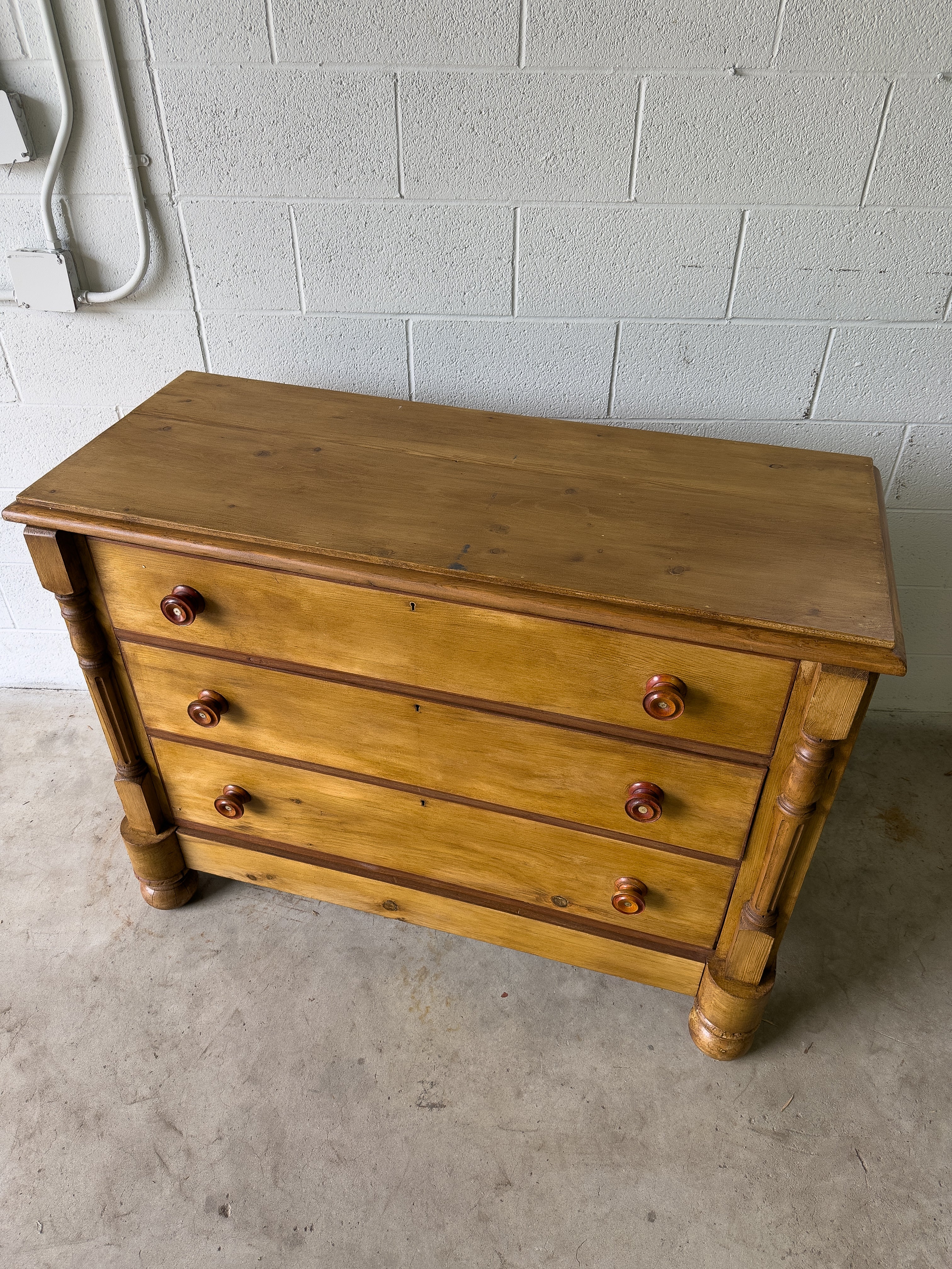 Antique pine chest of drawers with hidden compartment