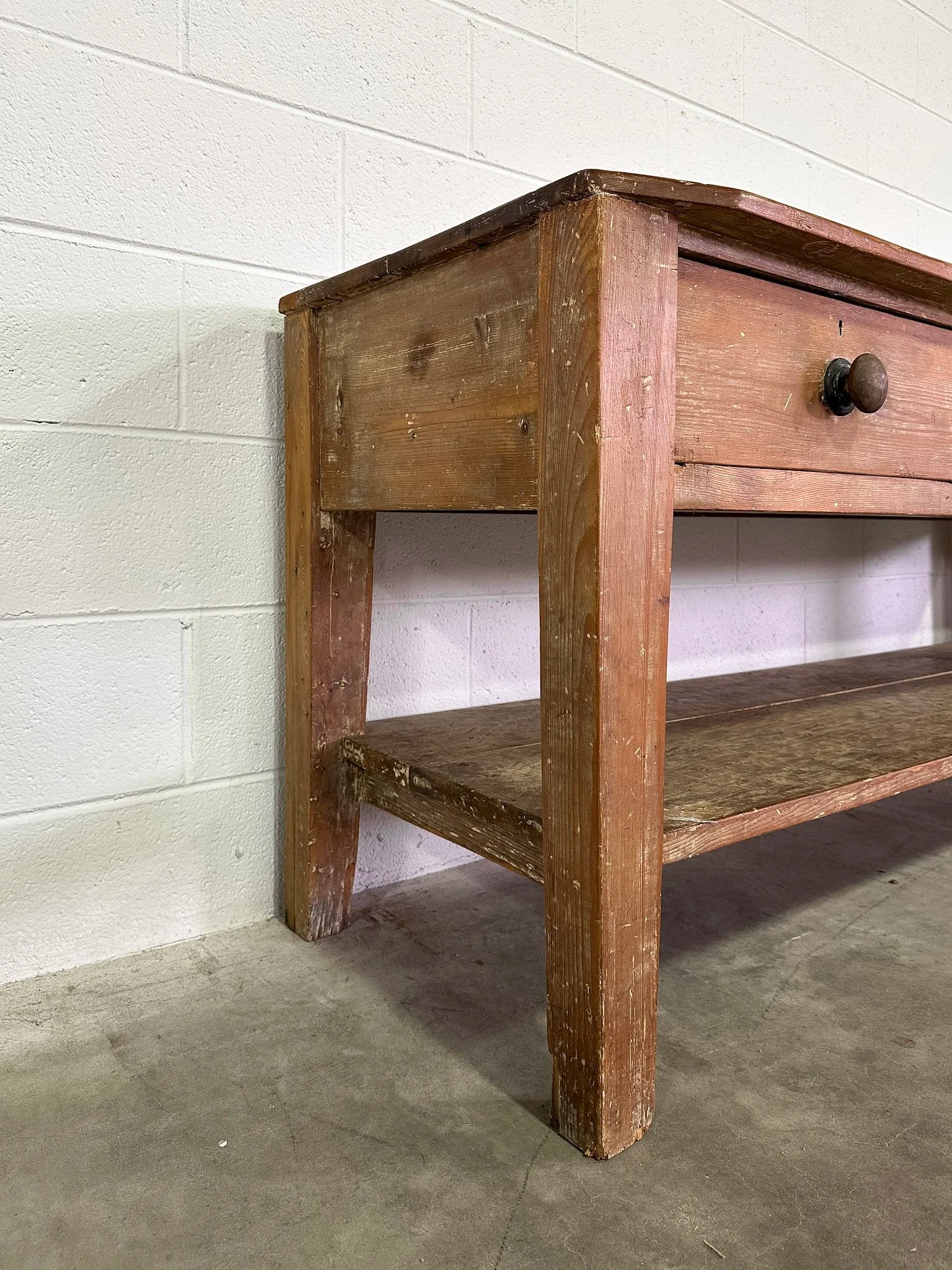 Antique Pine Console Table with Drawers