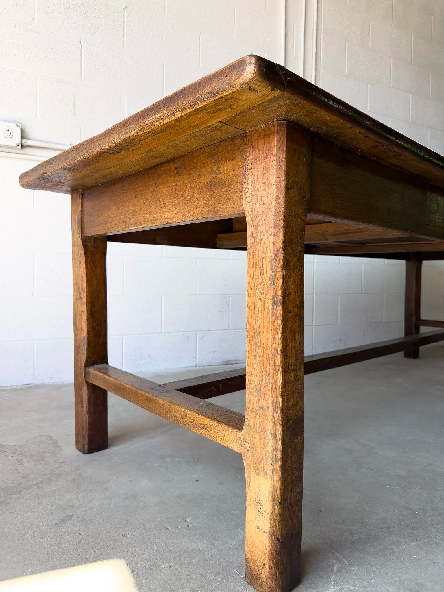 Antique Oak Dining Table with Slide-Out Board