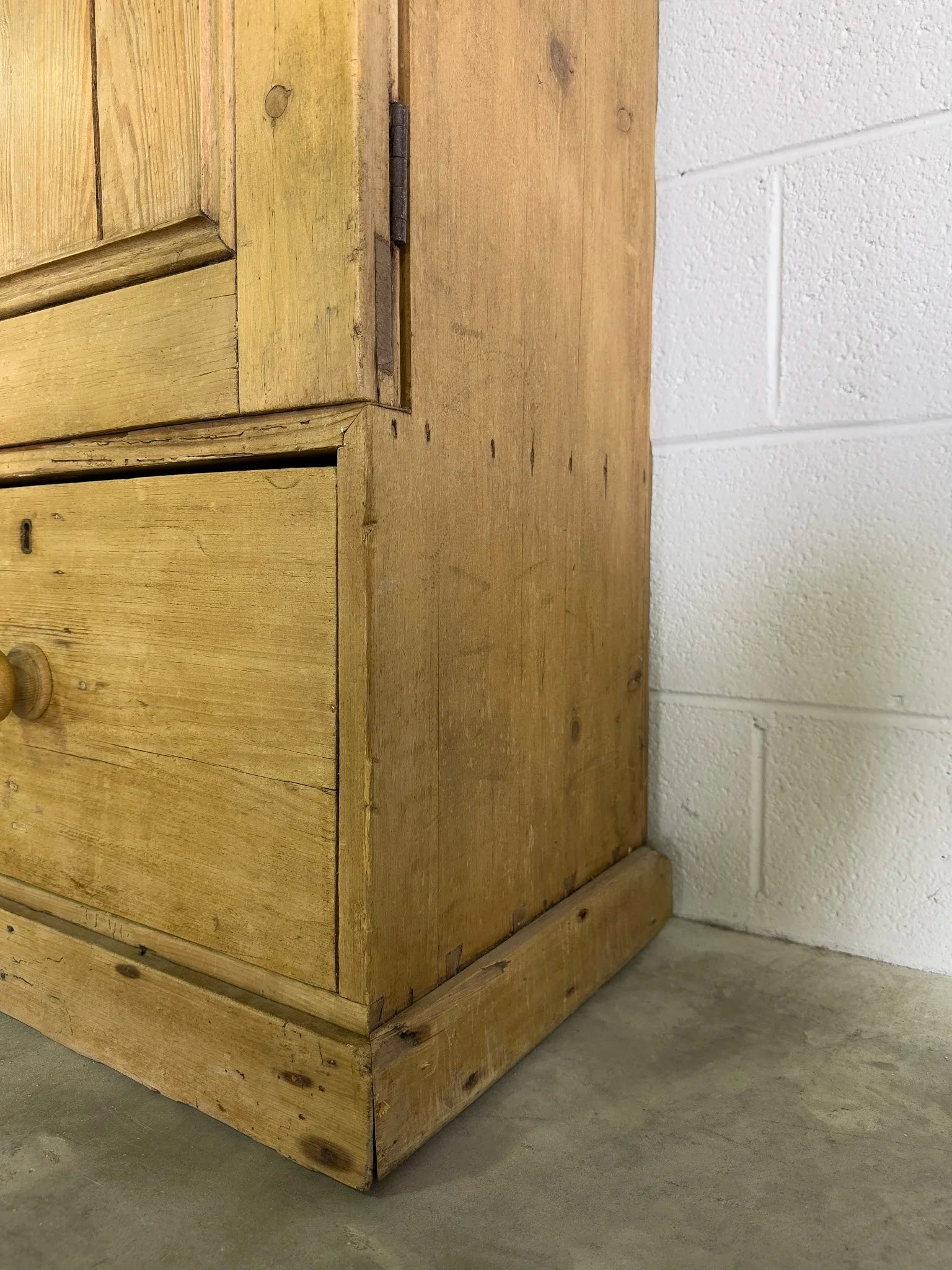 Possibly Irish Antique Pine Cupboard with Drawers