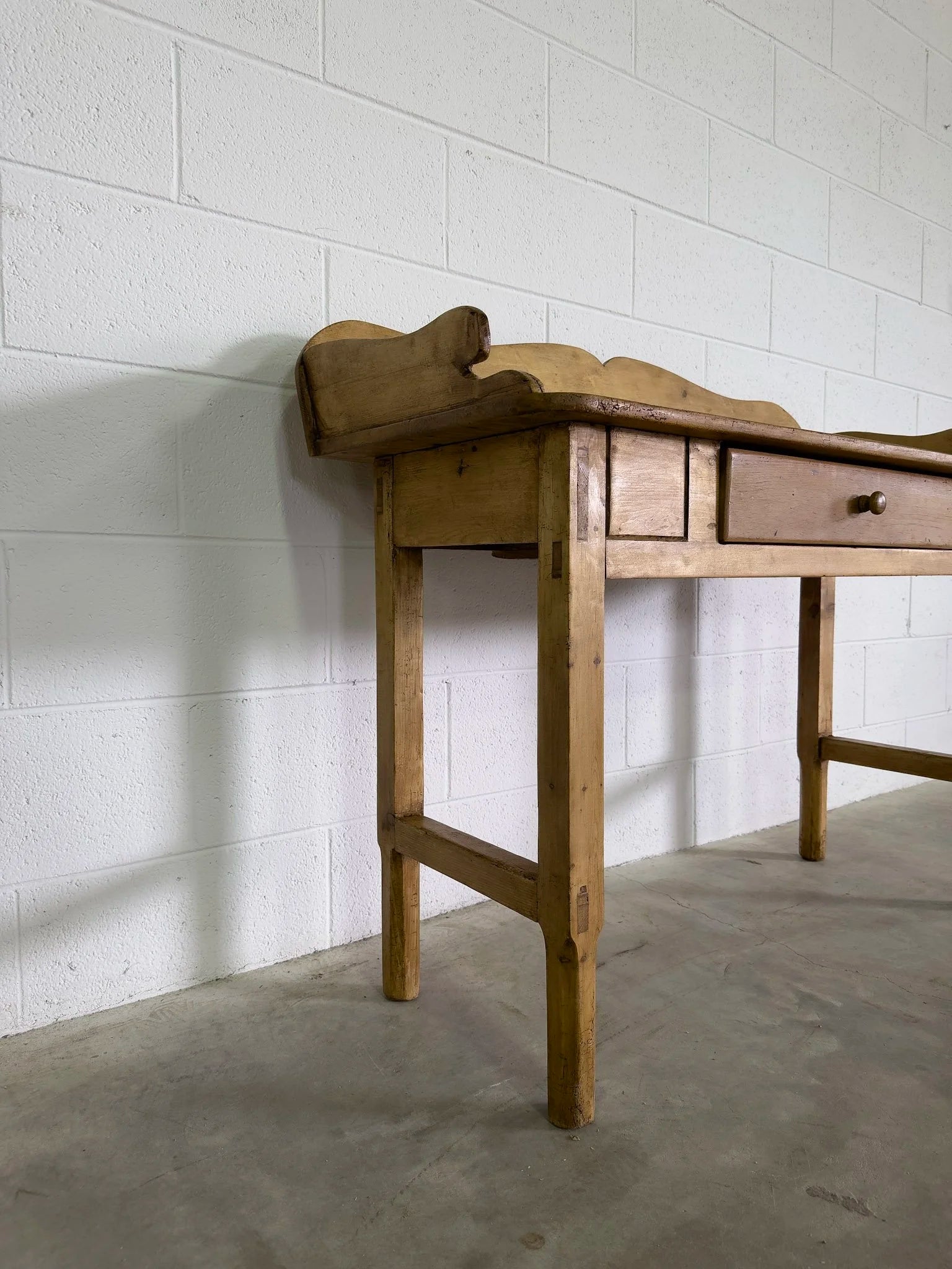 Antique Pine Table with Gallery Back