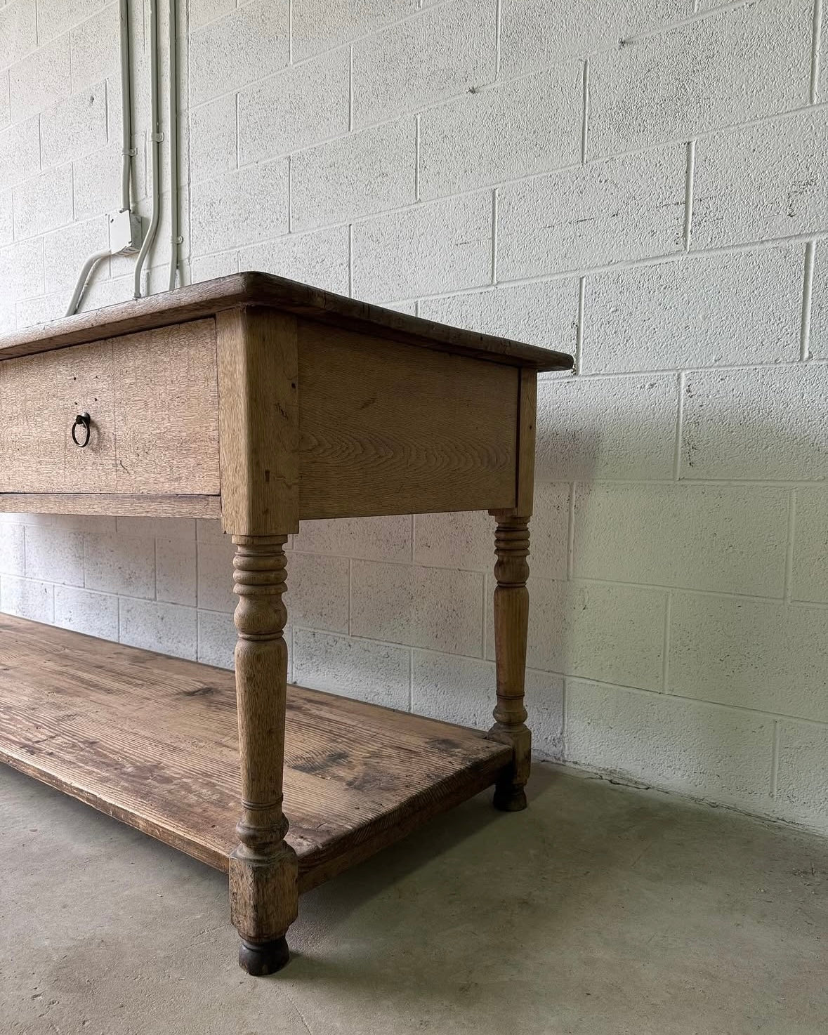 19th Century Flemish draper's table with lower shelf