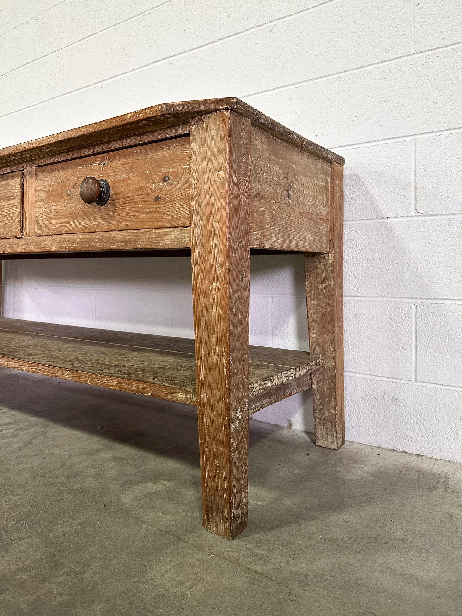 Antique Pine Console Table with Drawers