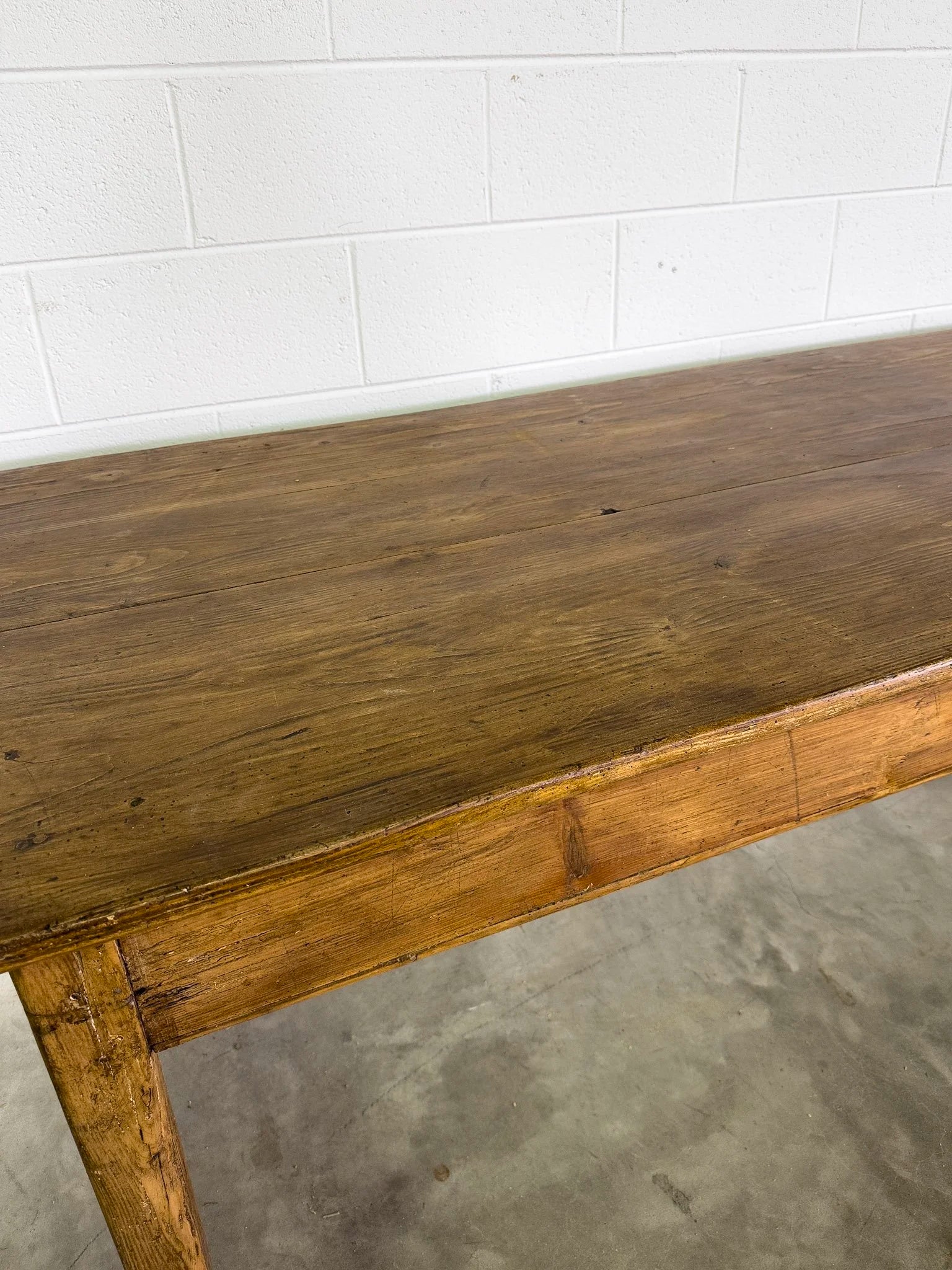French Antique Farmhouse Table with Drawer