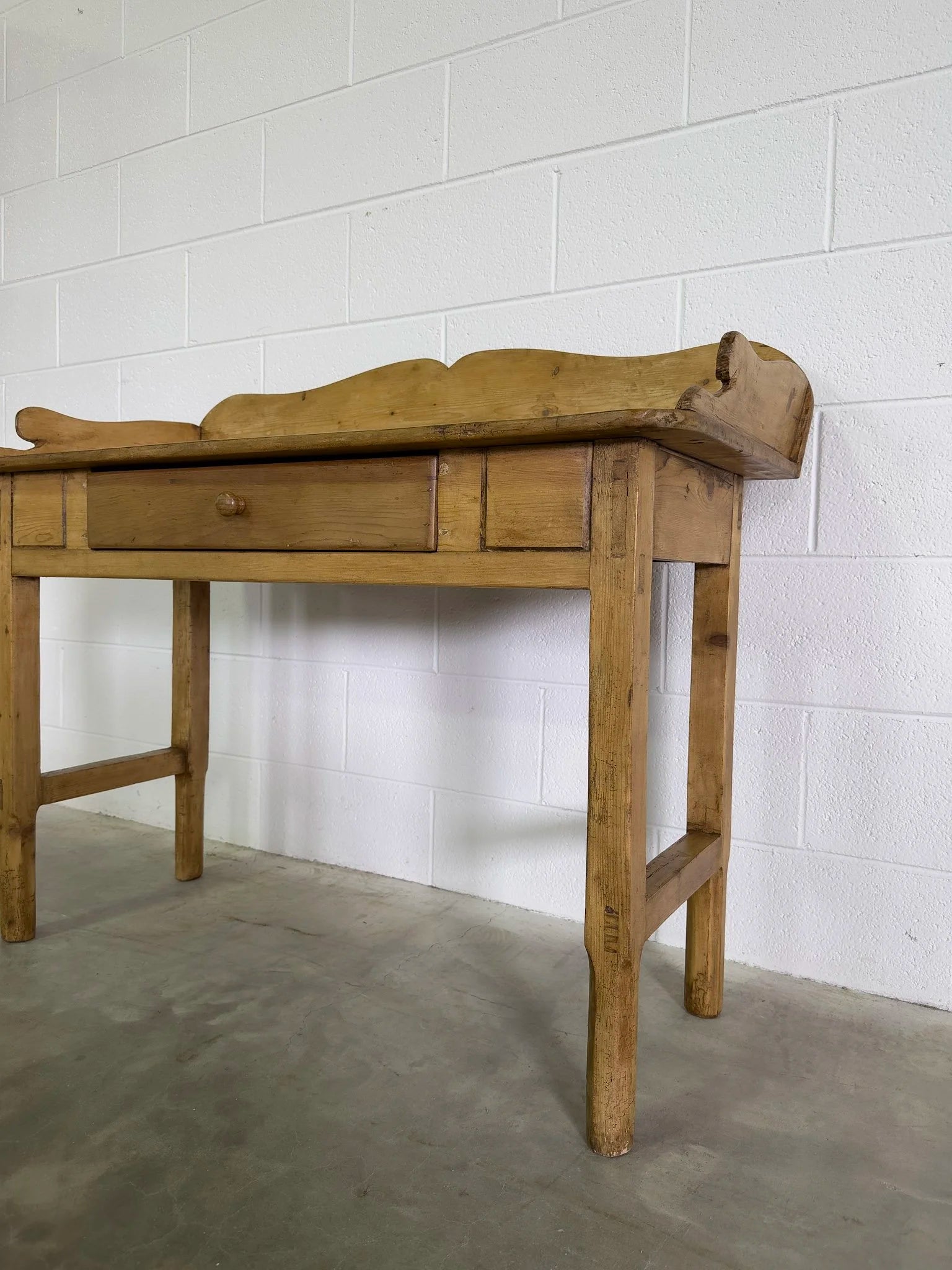 Antique Pine Table with Gallery Back
