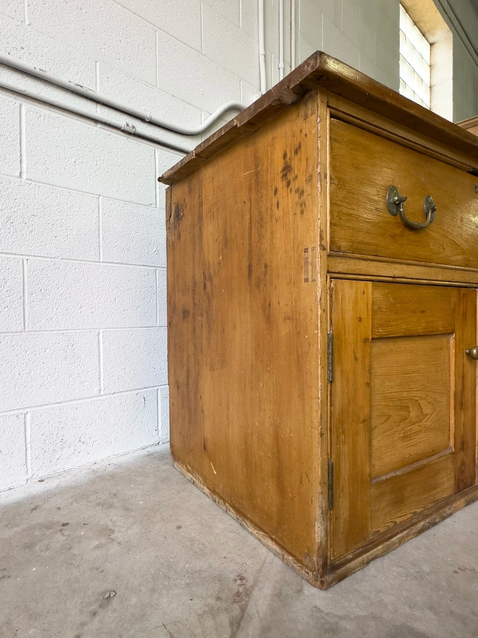 Large antique English pine sideboard