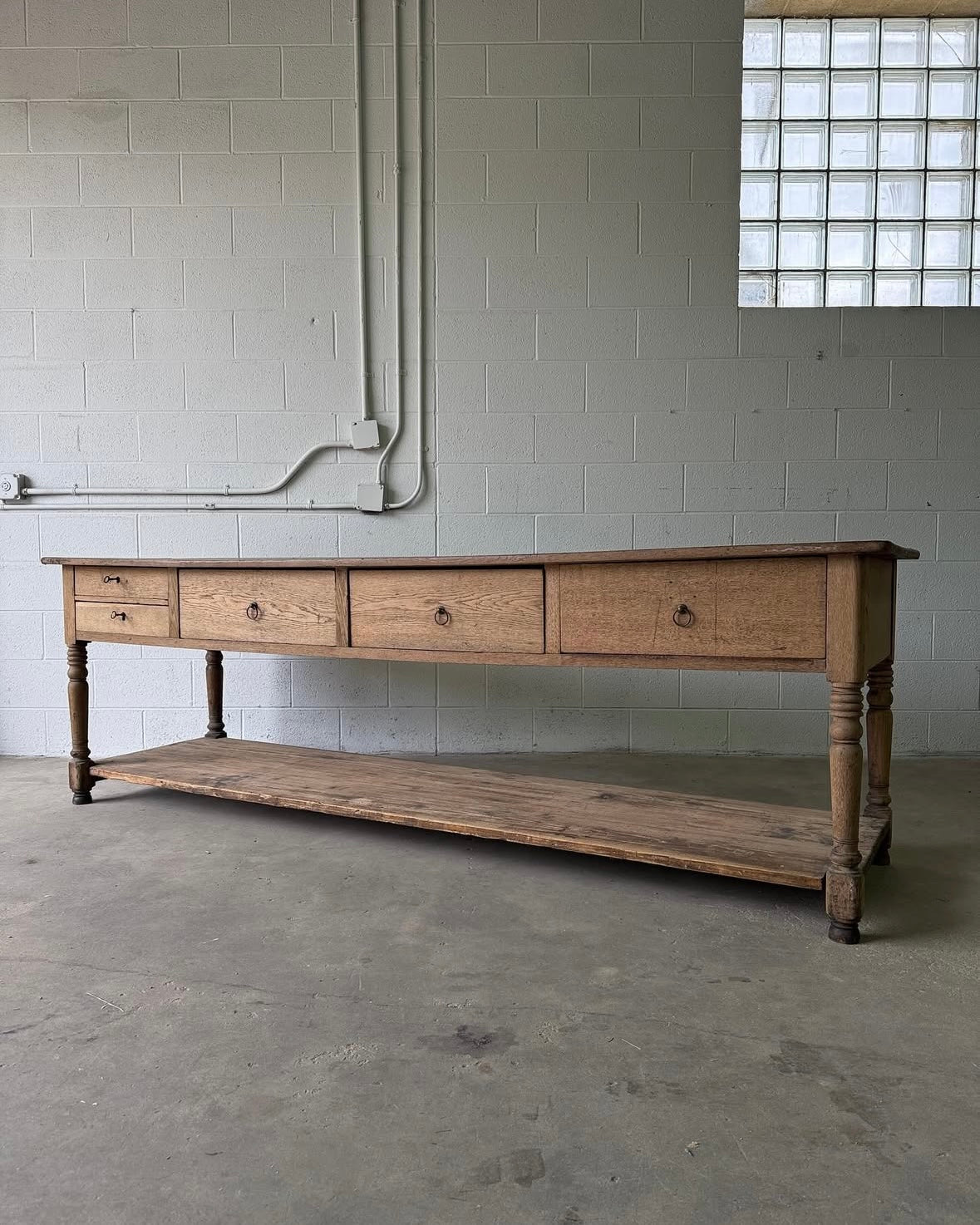 19th Century Flemish draper's table with lower shelf