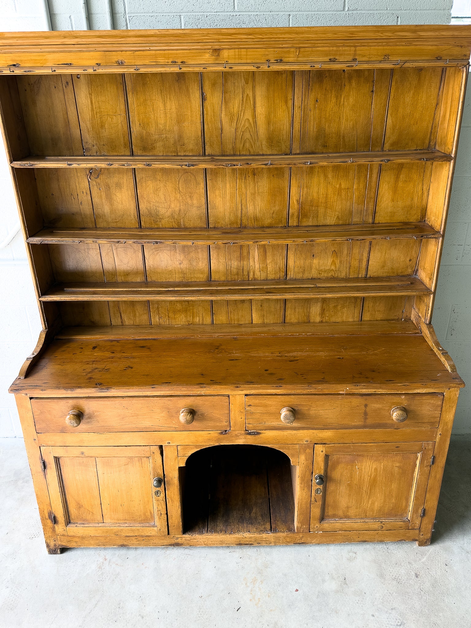 Warm Antique English Pine Kitchen Dresser