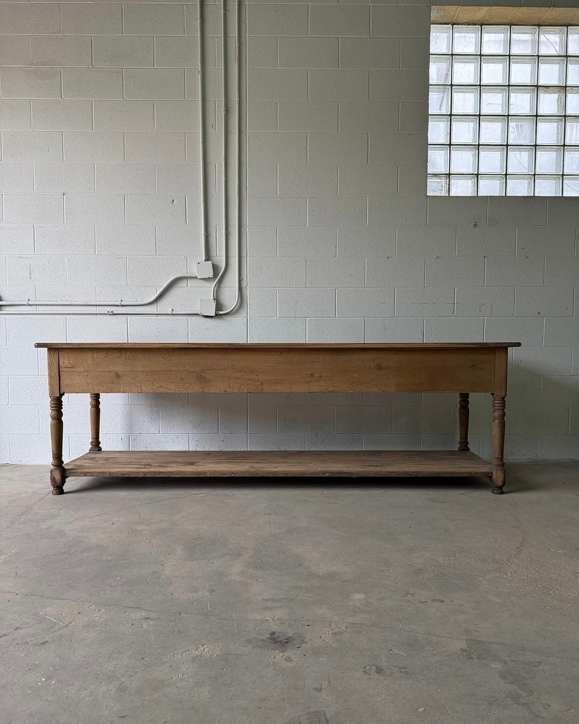19th Century Flemish draper's table with lower shelf