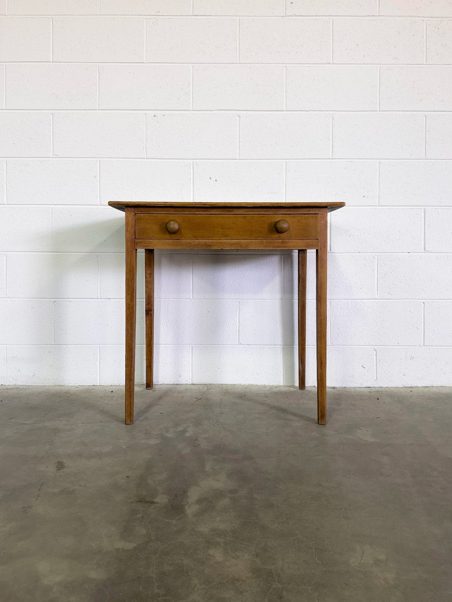 Antique Pine Side Table with Drawer