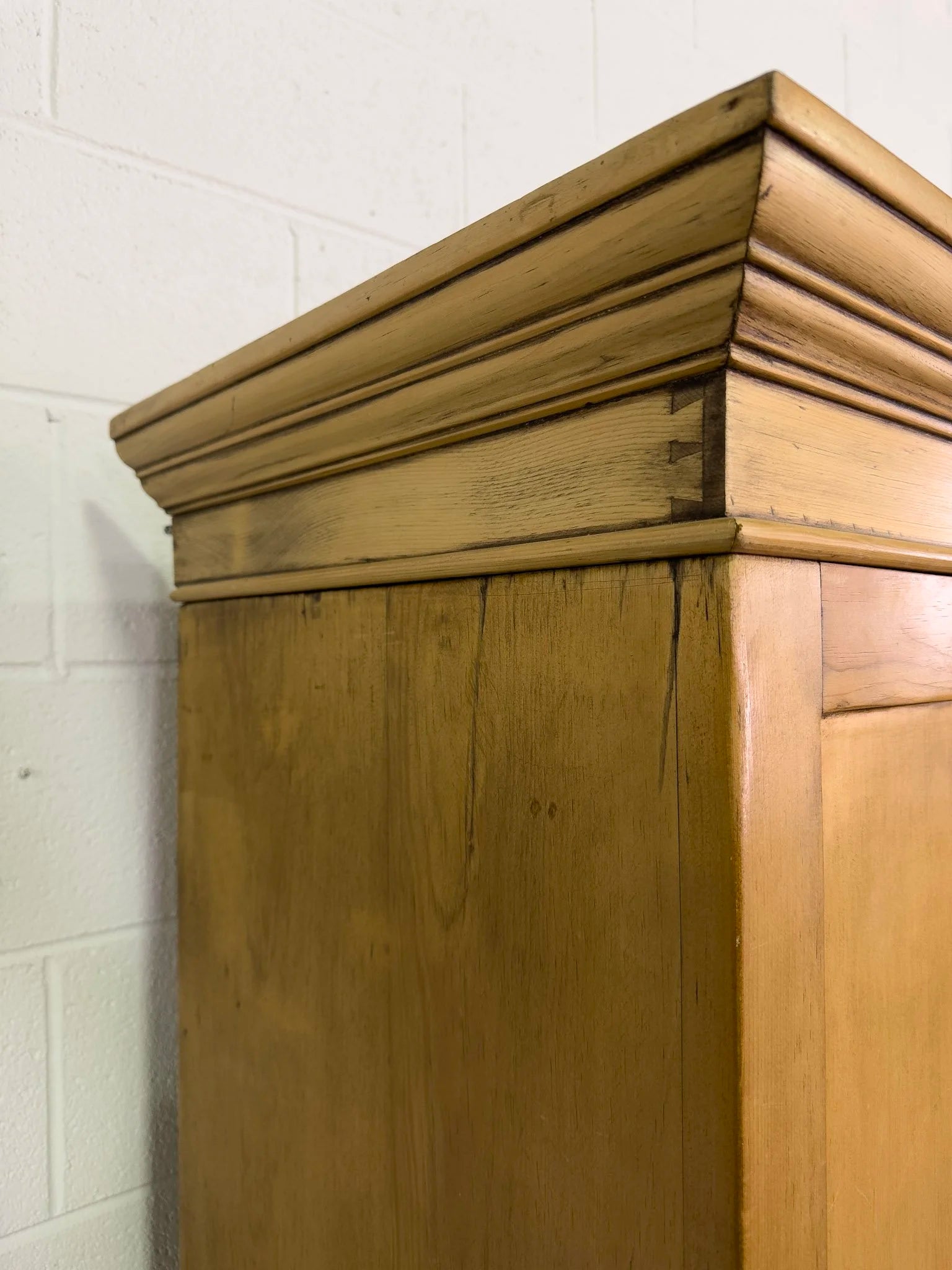 English Antique Pine Wardrobe with Drawer