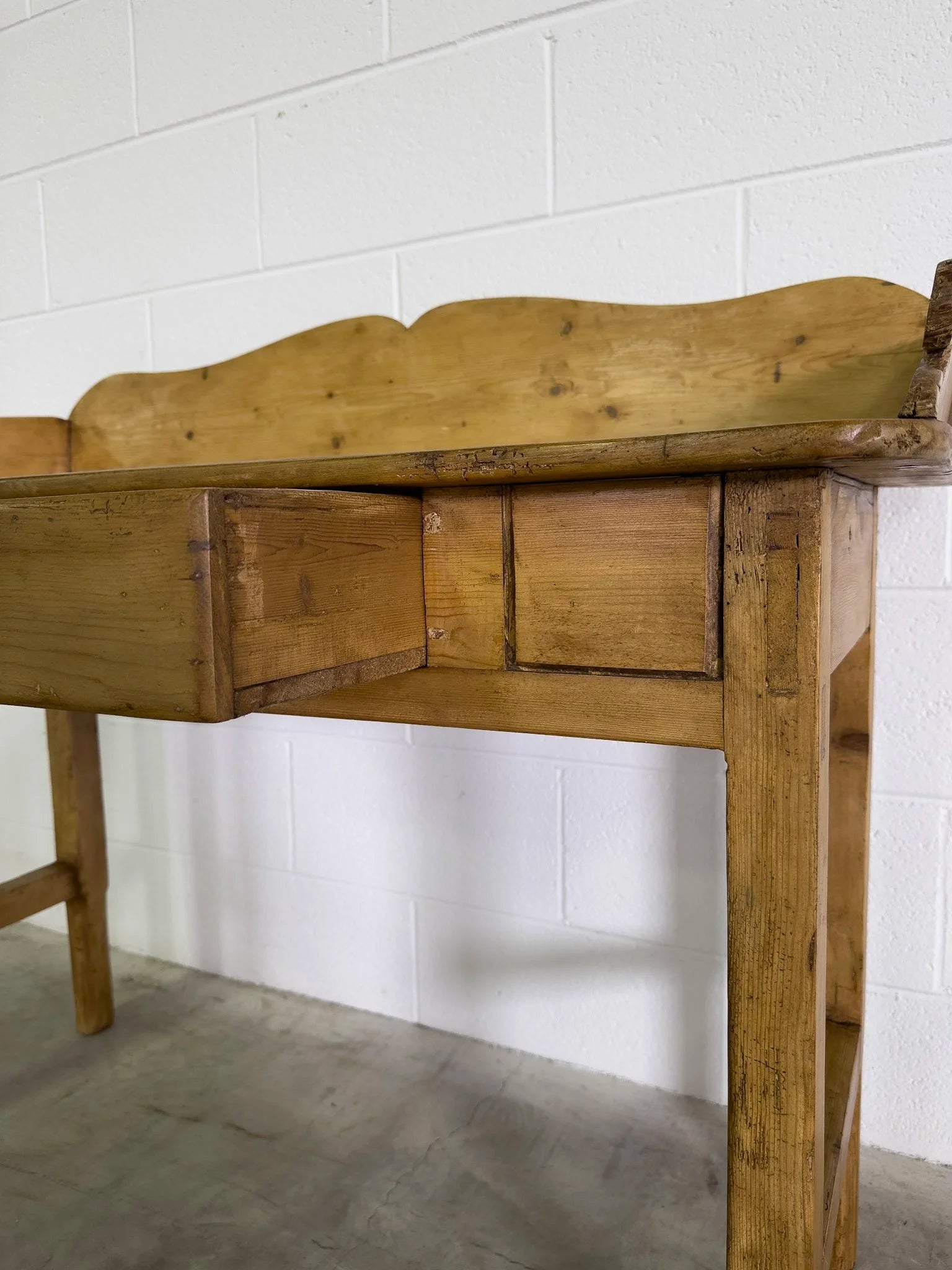 Antique Pine Table with Gallery Back
