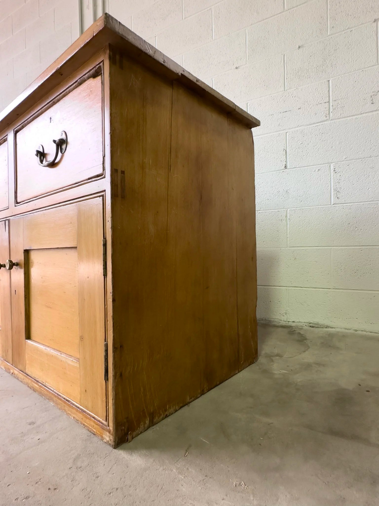 Large antique English pine sideboard