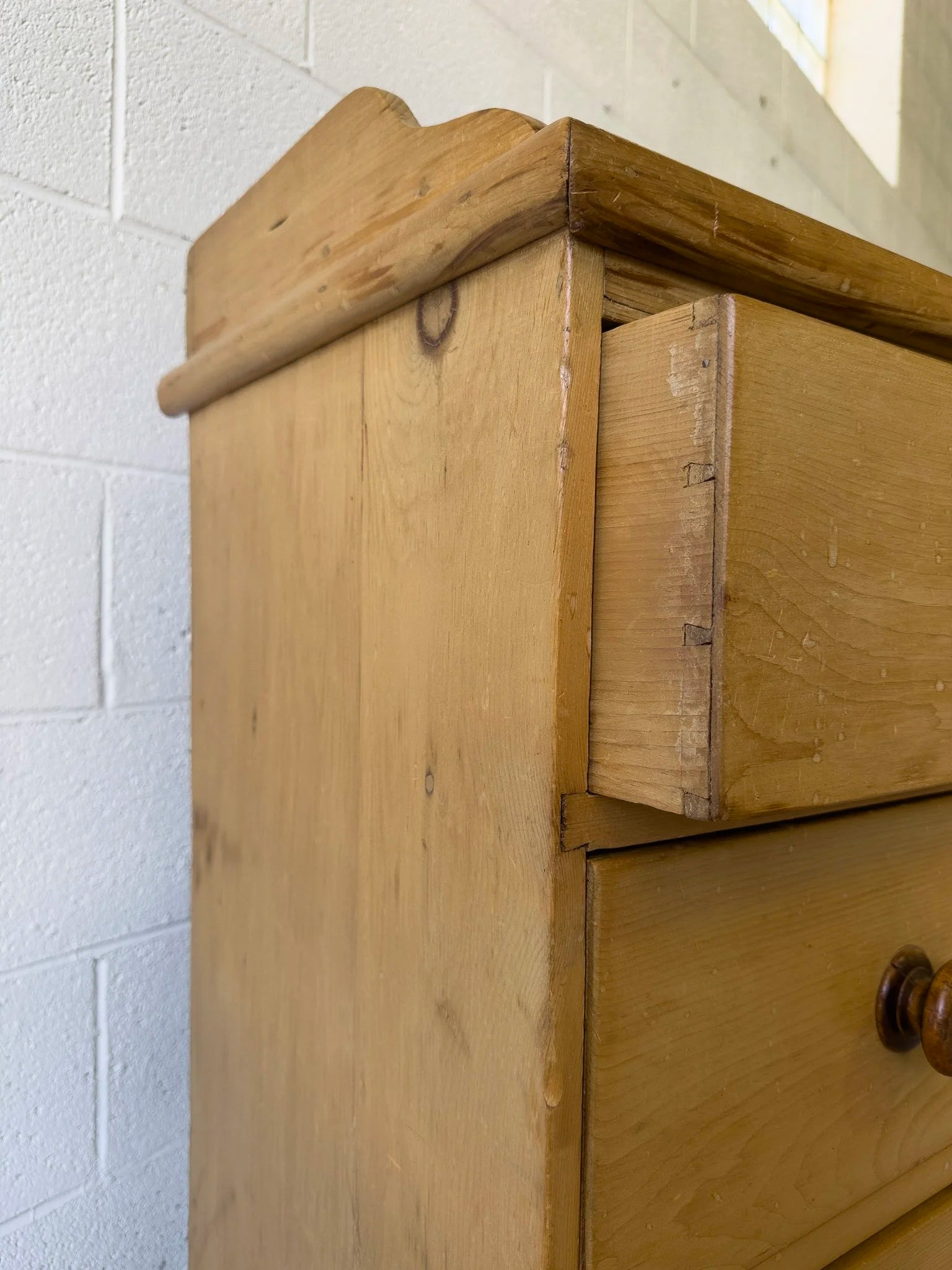 Antique pine drawers with gallery back