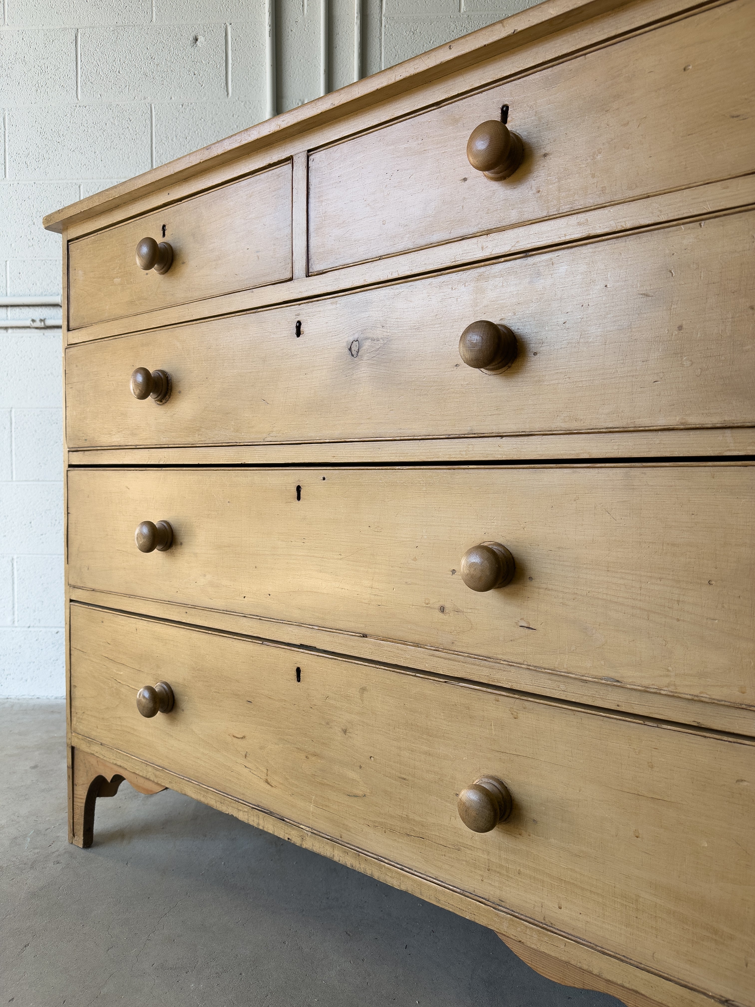 Antique English pine dresser on bracket feet