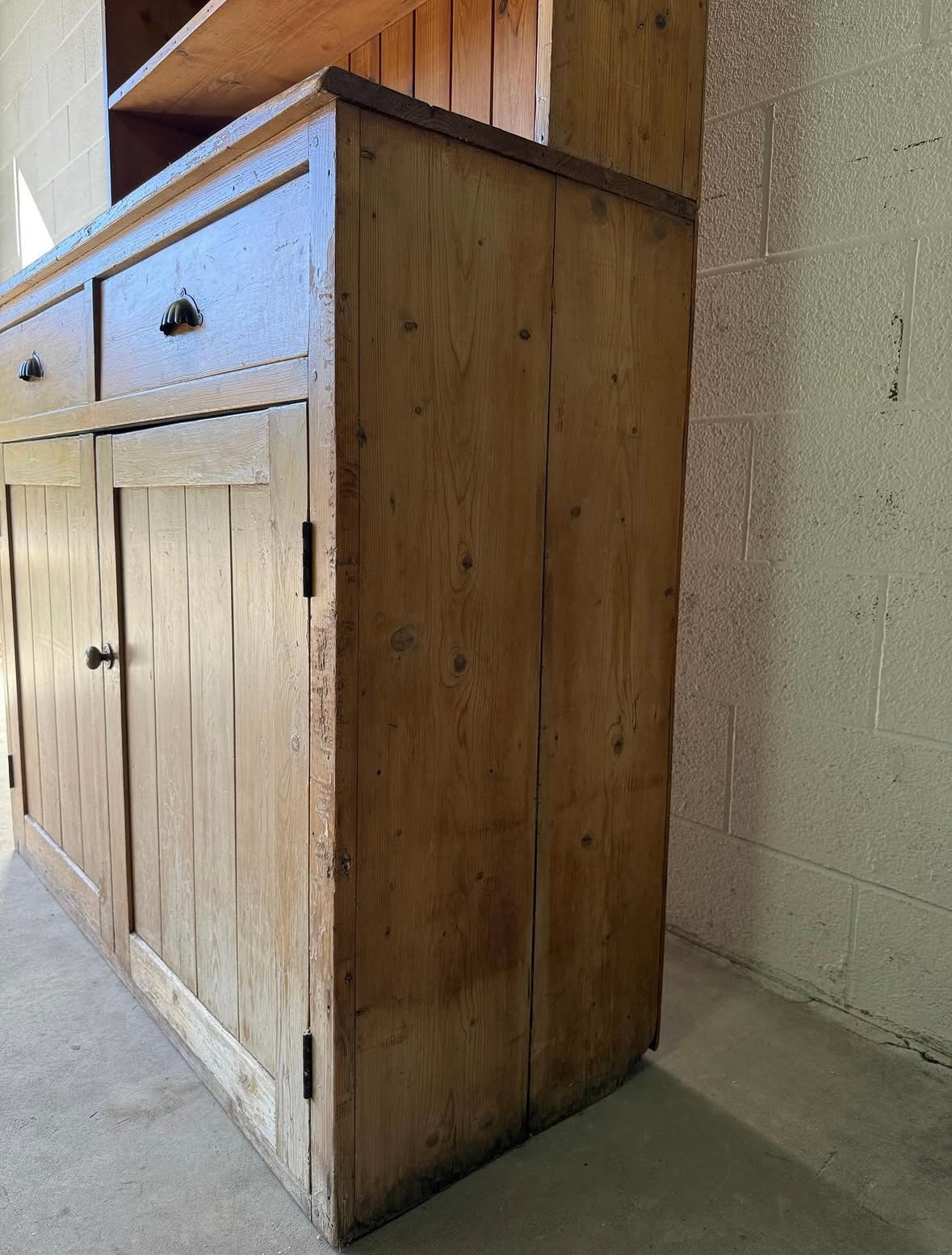 Antique Pine Hutch | Rustic Farmhouse Kitchen Cabinet