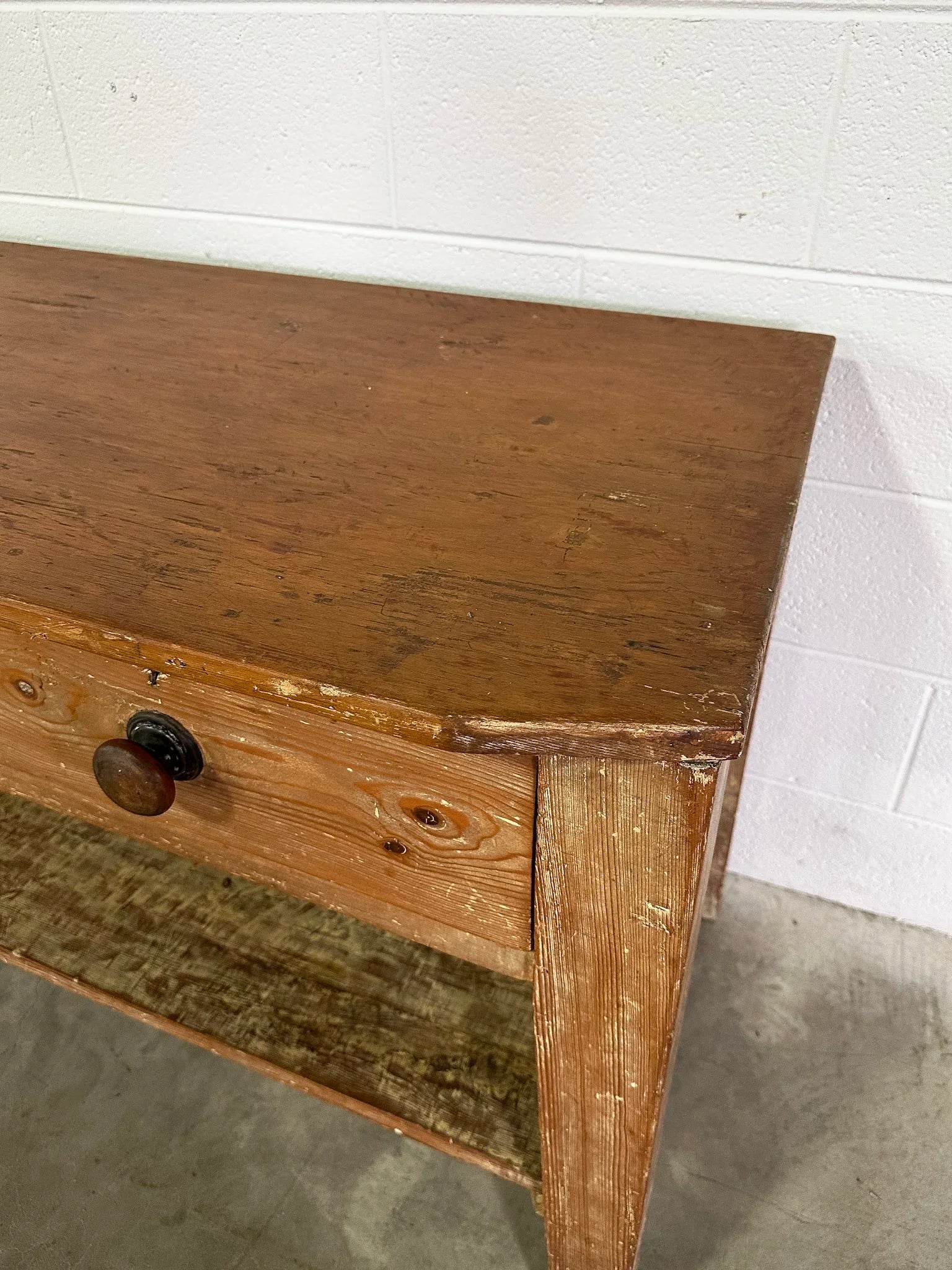Antique Pine Console Table with Drawers