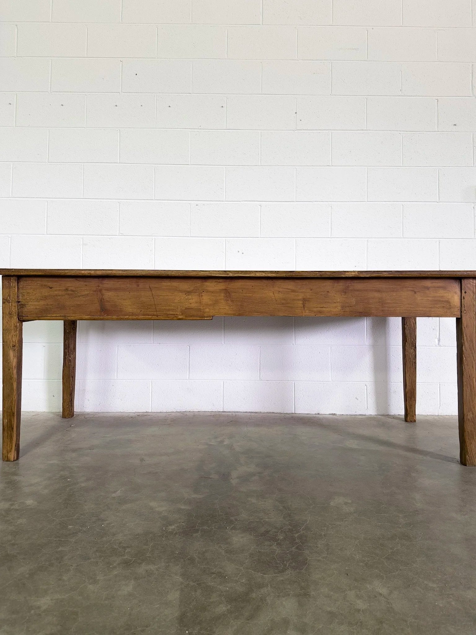 French Antique Farmhouse Table with Drawer