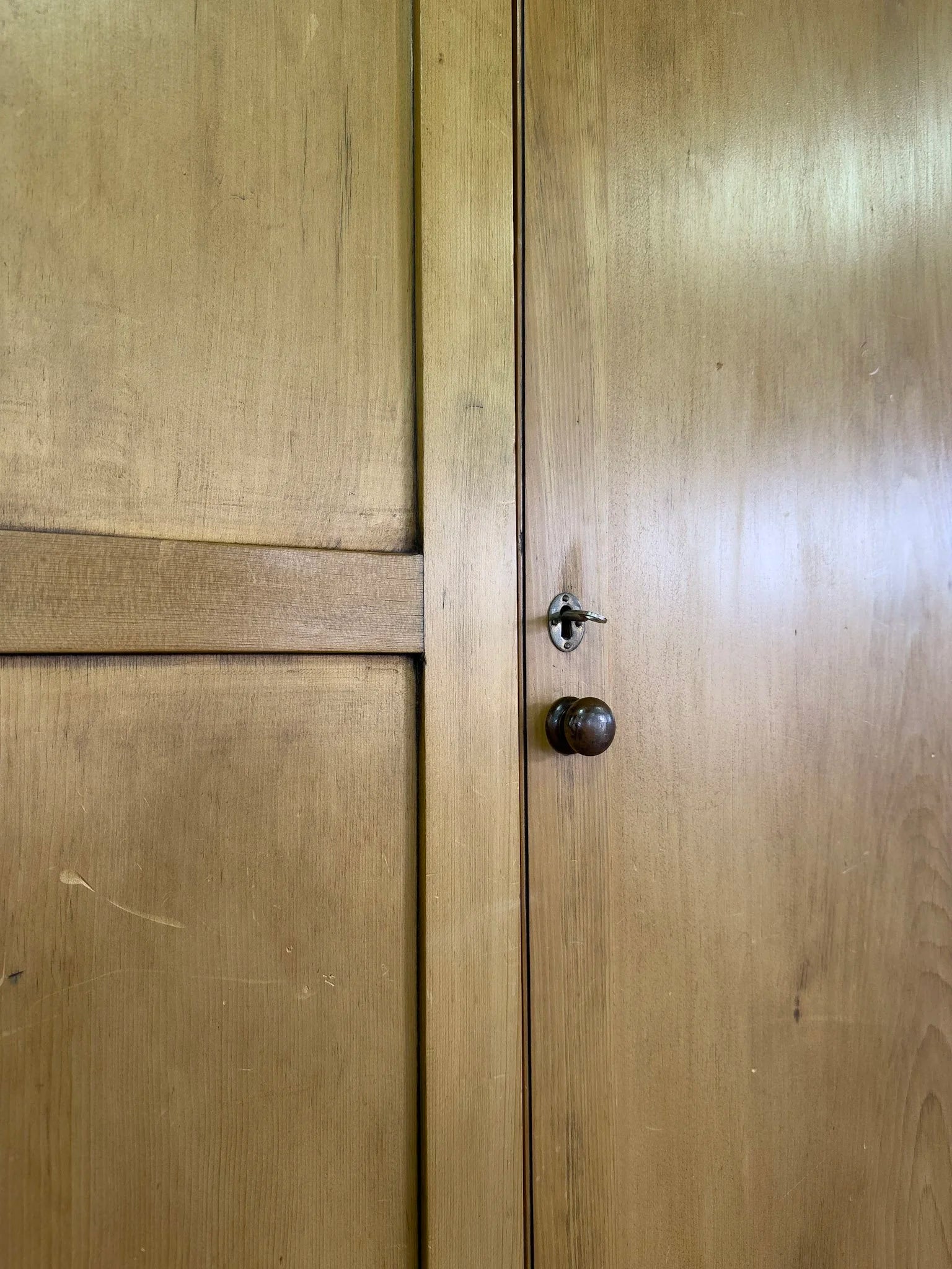 English Antique Pine Wardrobe with Drawer
