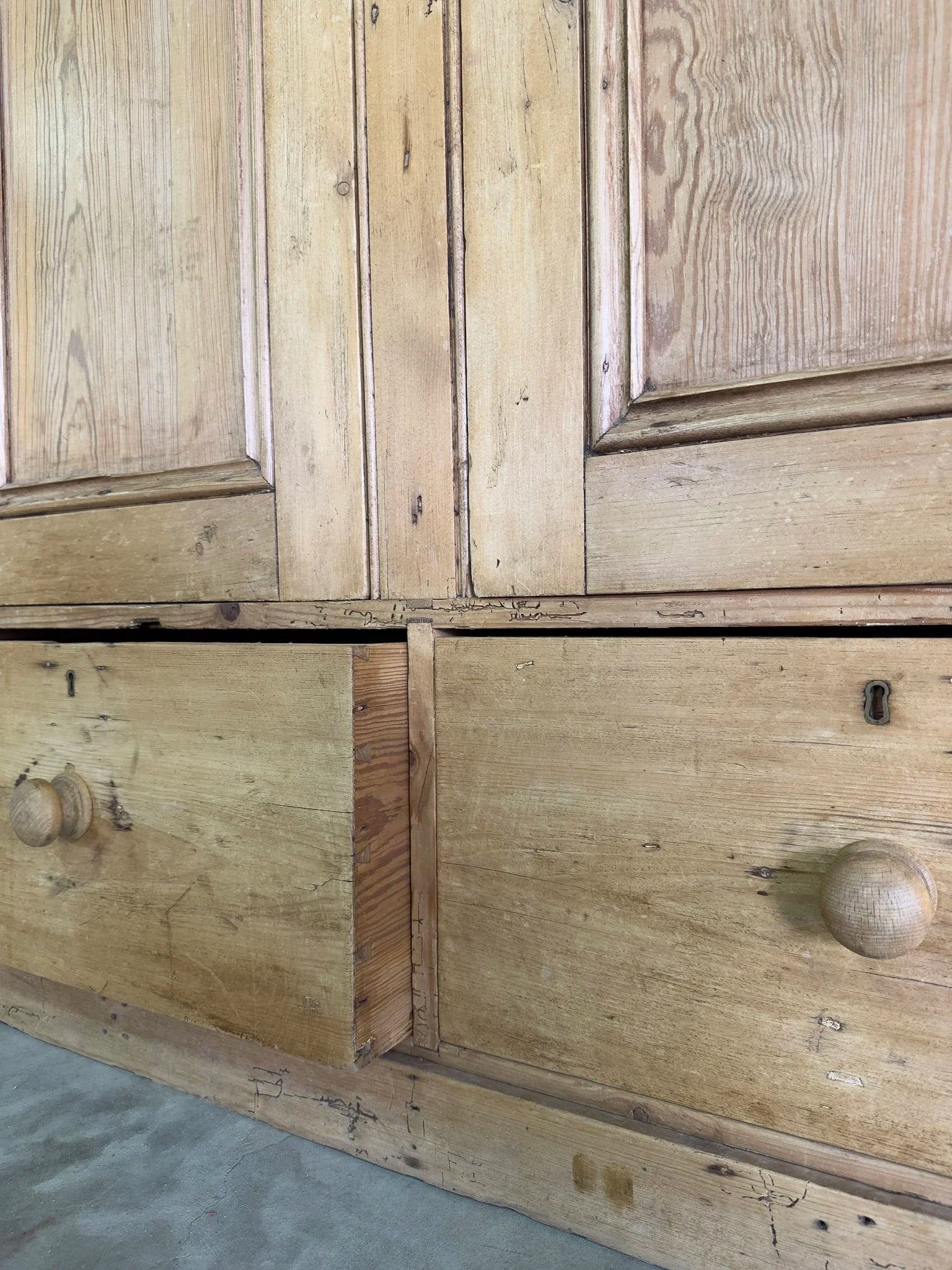 Possibly Irish Antique Pine Cupboard with Drawers