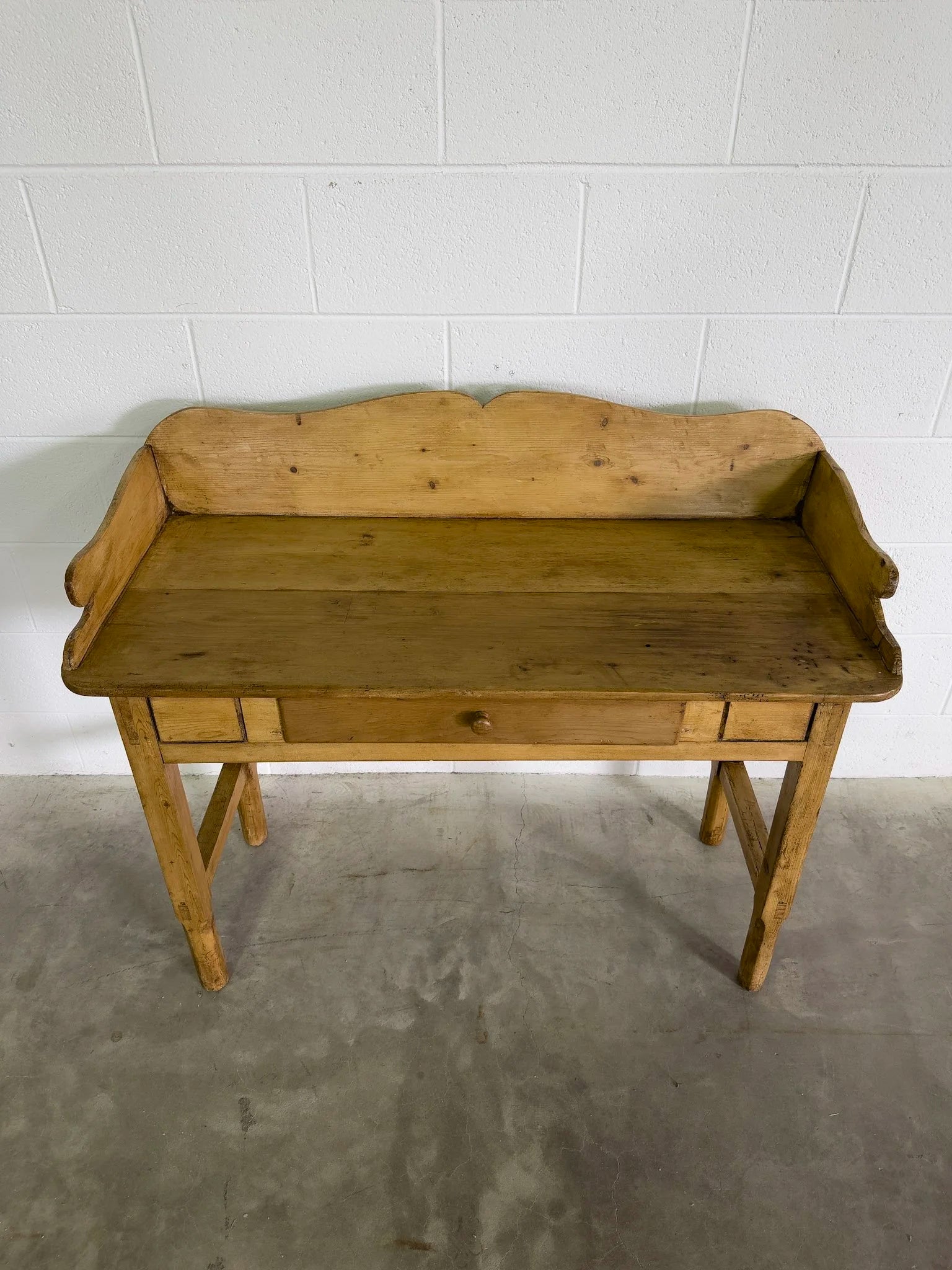 Antique Pine Table with Gallery Back