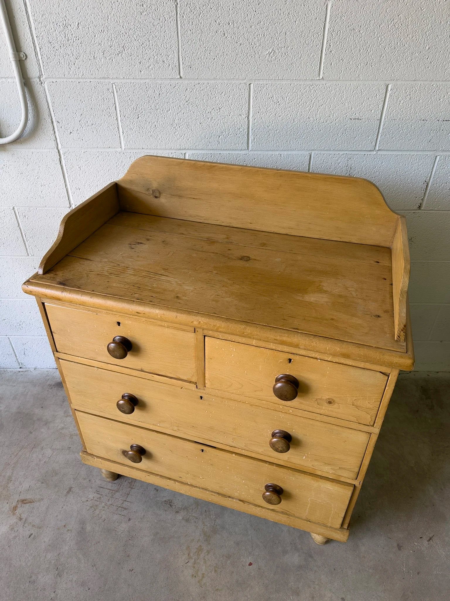 Antique pine drawers with gallery back