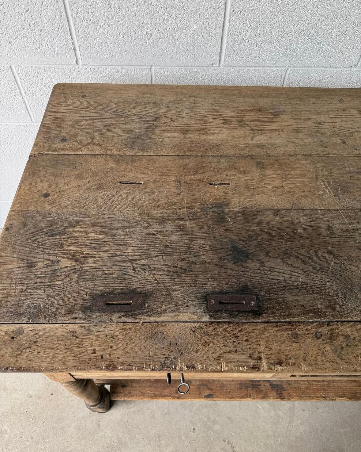 19th Century Flemish draper's table with lower shelf
