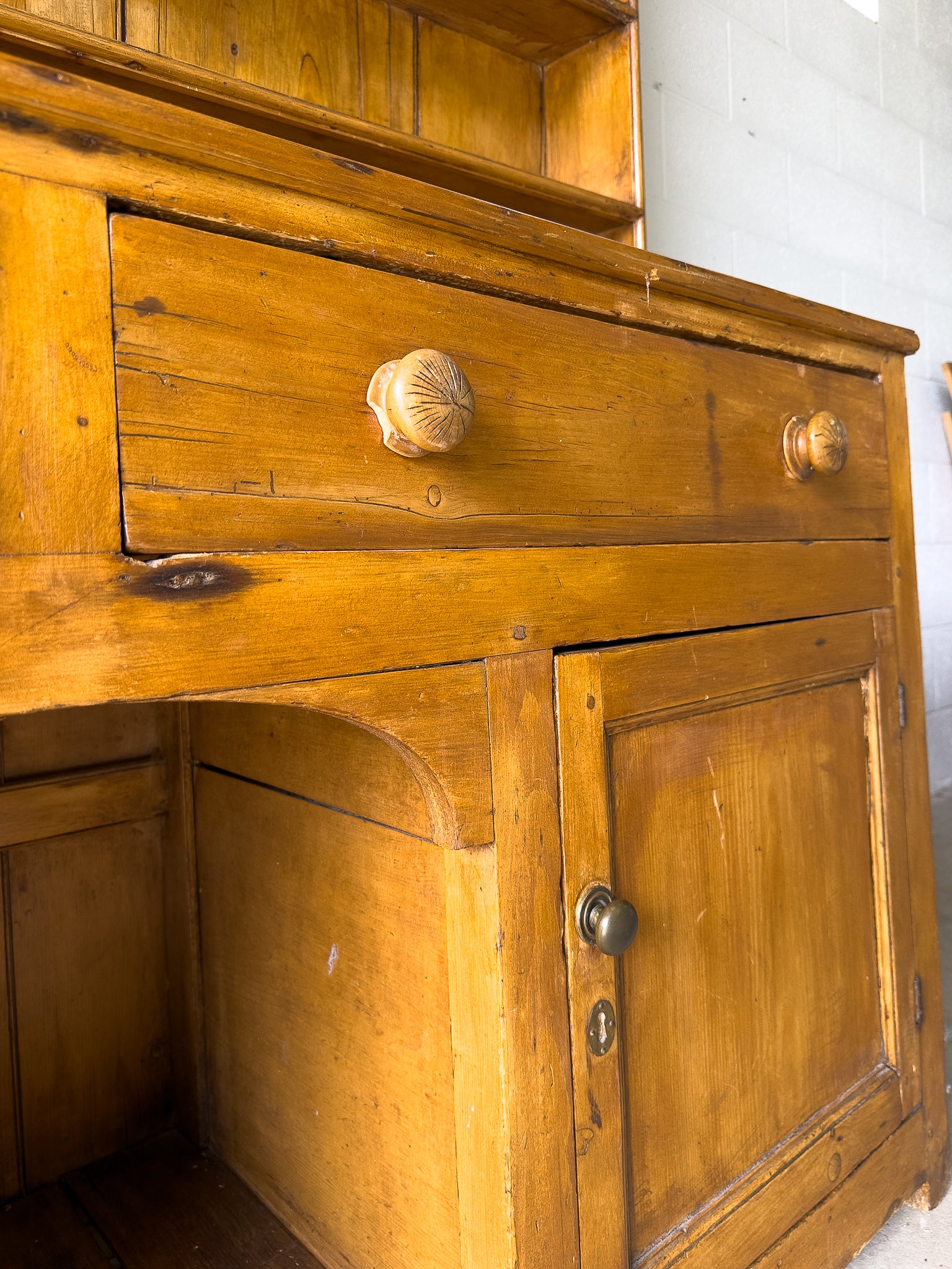 Warm Antique English Pine Kitchen Dresser