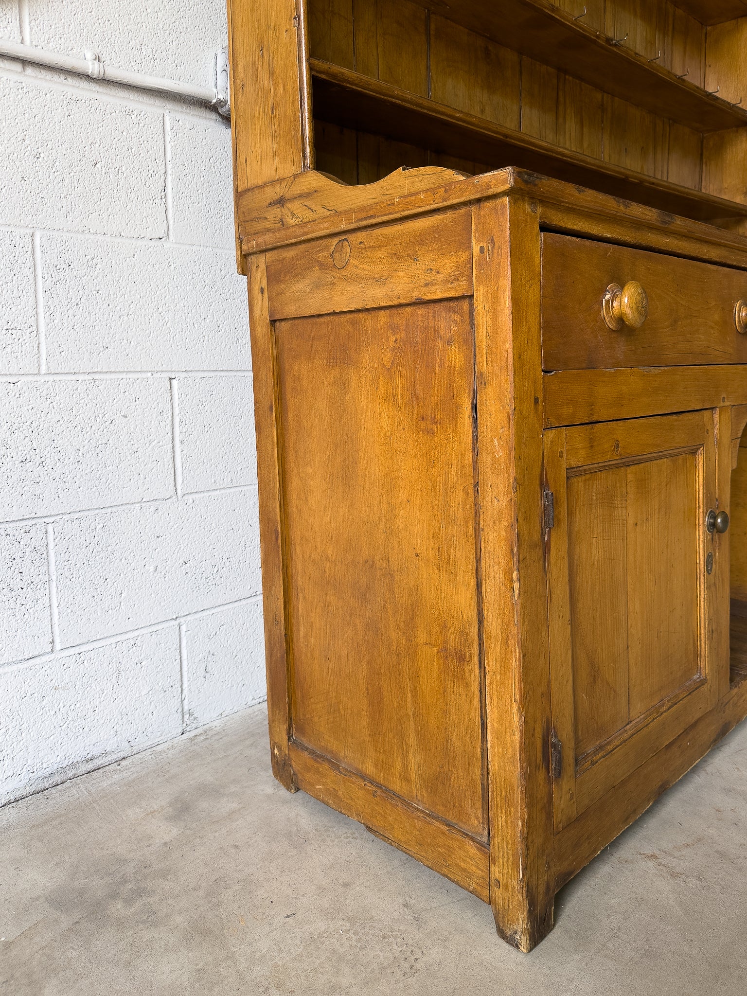 Warm Antique English Pine Kitchen Dresser