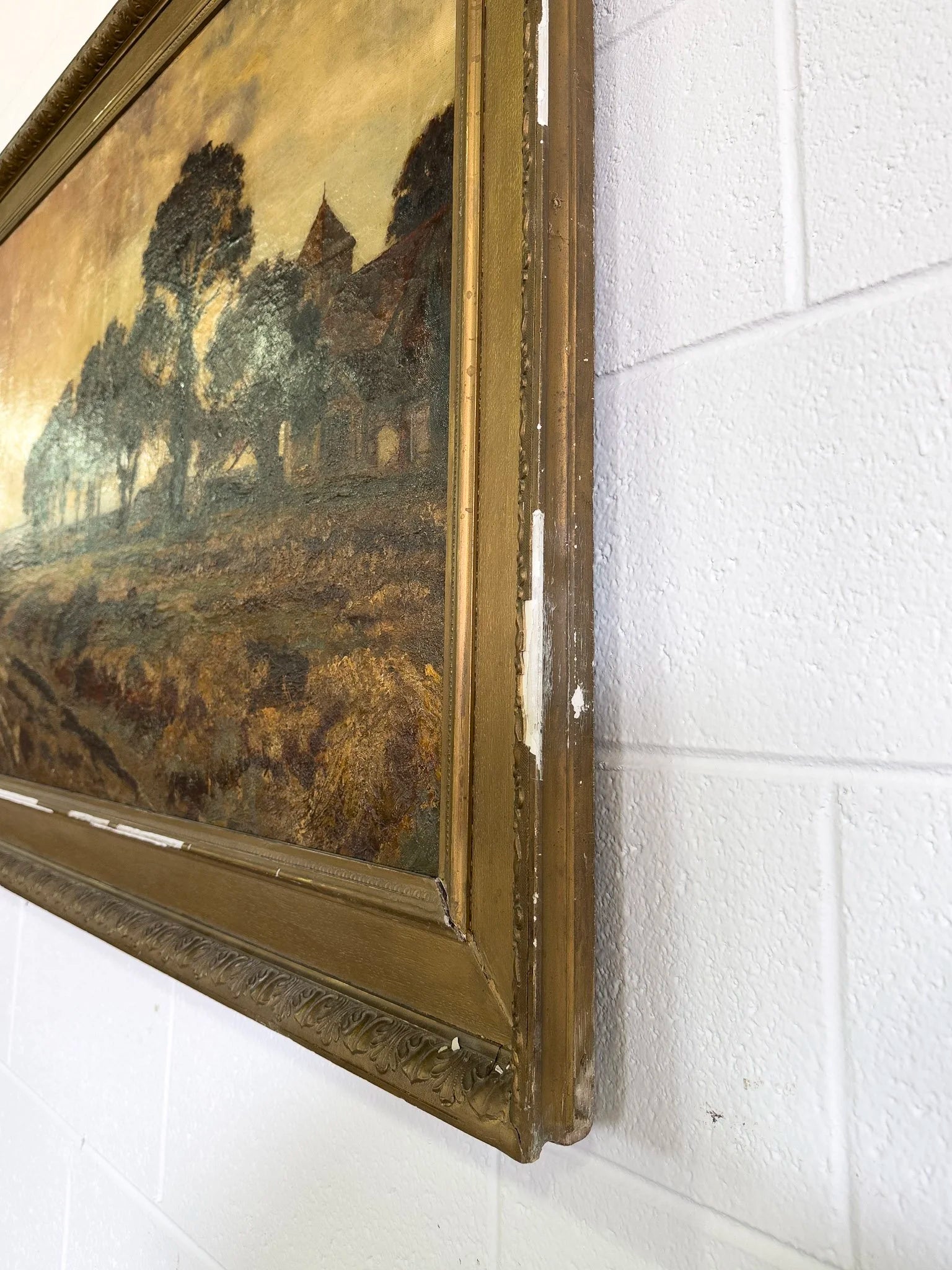 Antique Oil on Canvas Landscape Painting