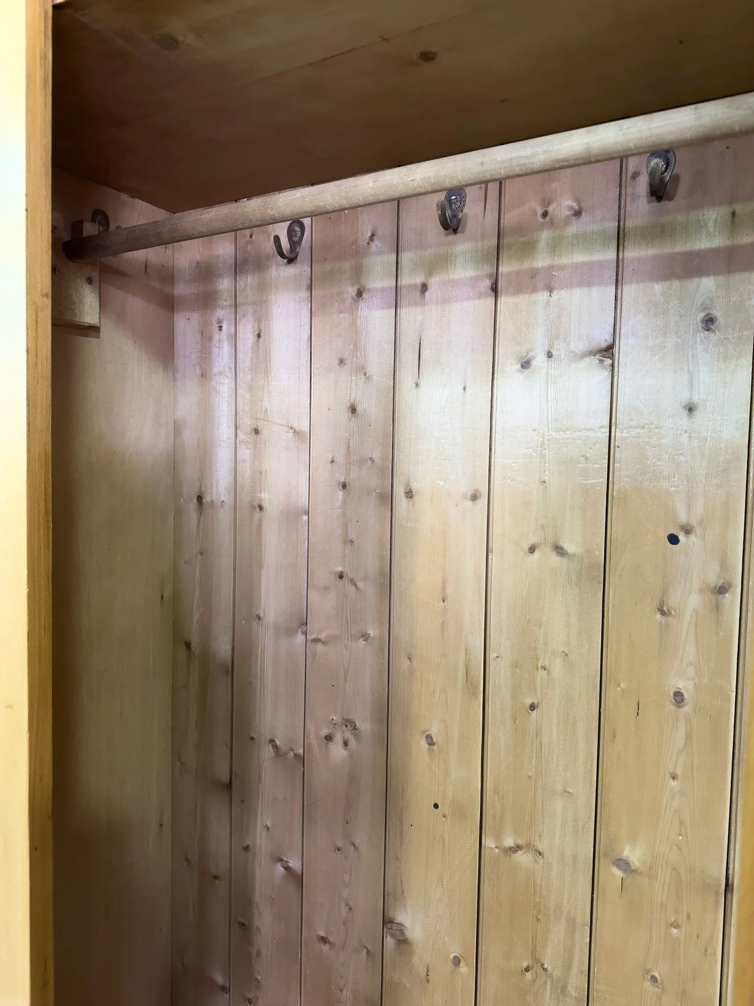 English Antique Pine Wardrobe with Drawer