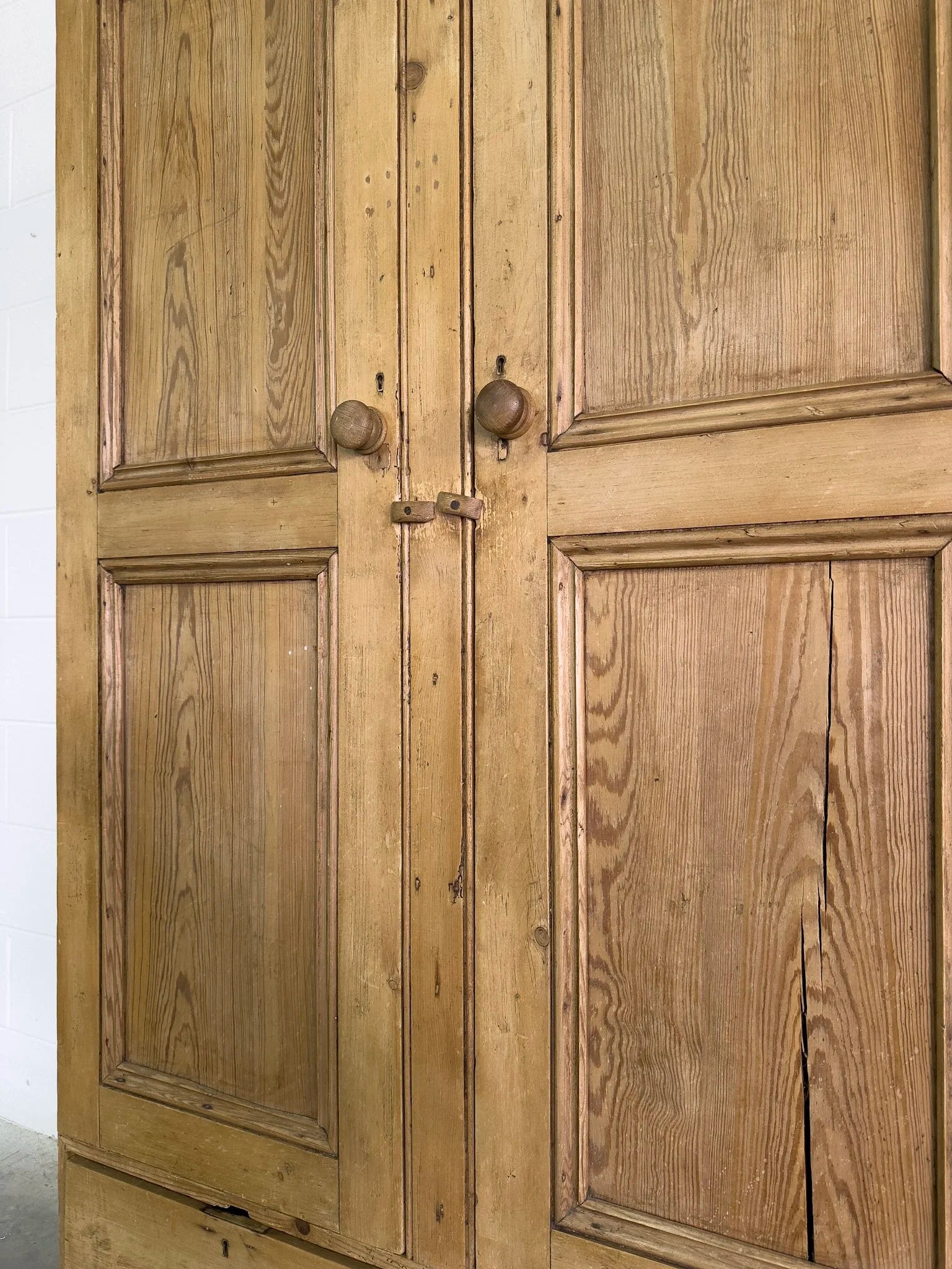 Possibly Irish Antique Pine Cupboard with Drawers